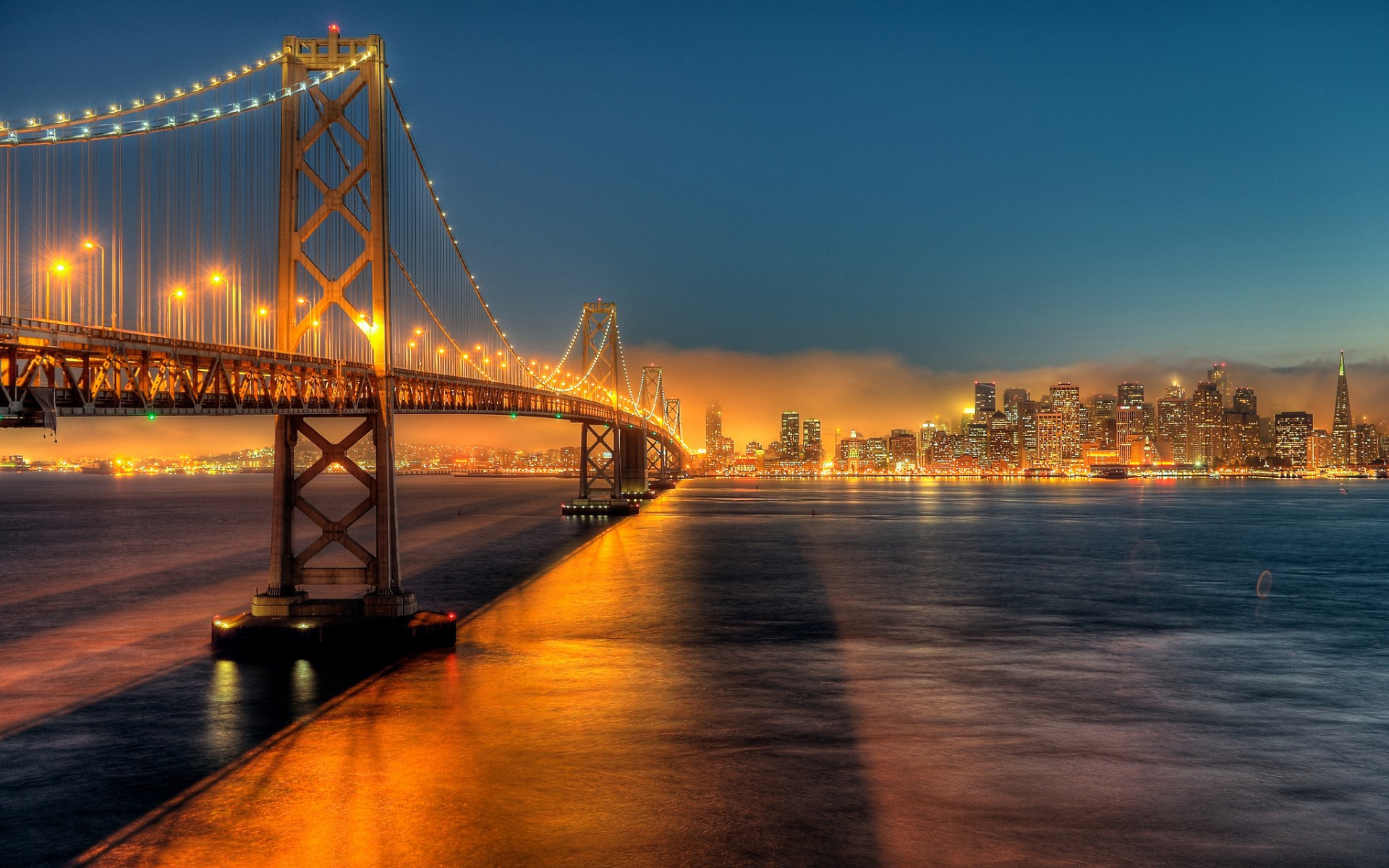 Сан-Франциско ночь Bay Bridge