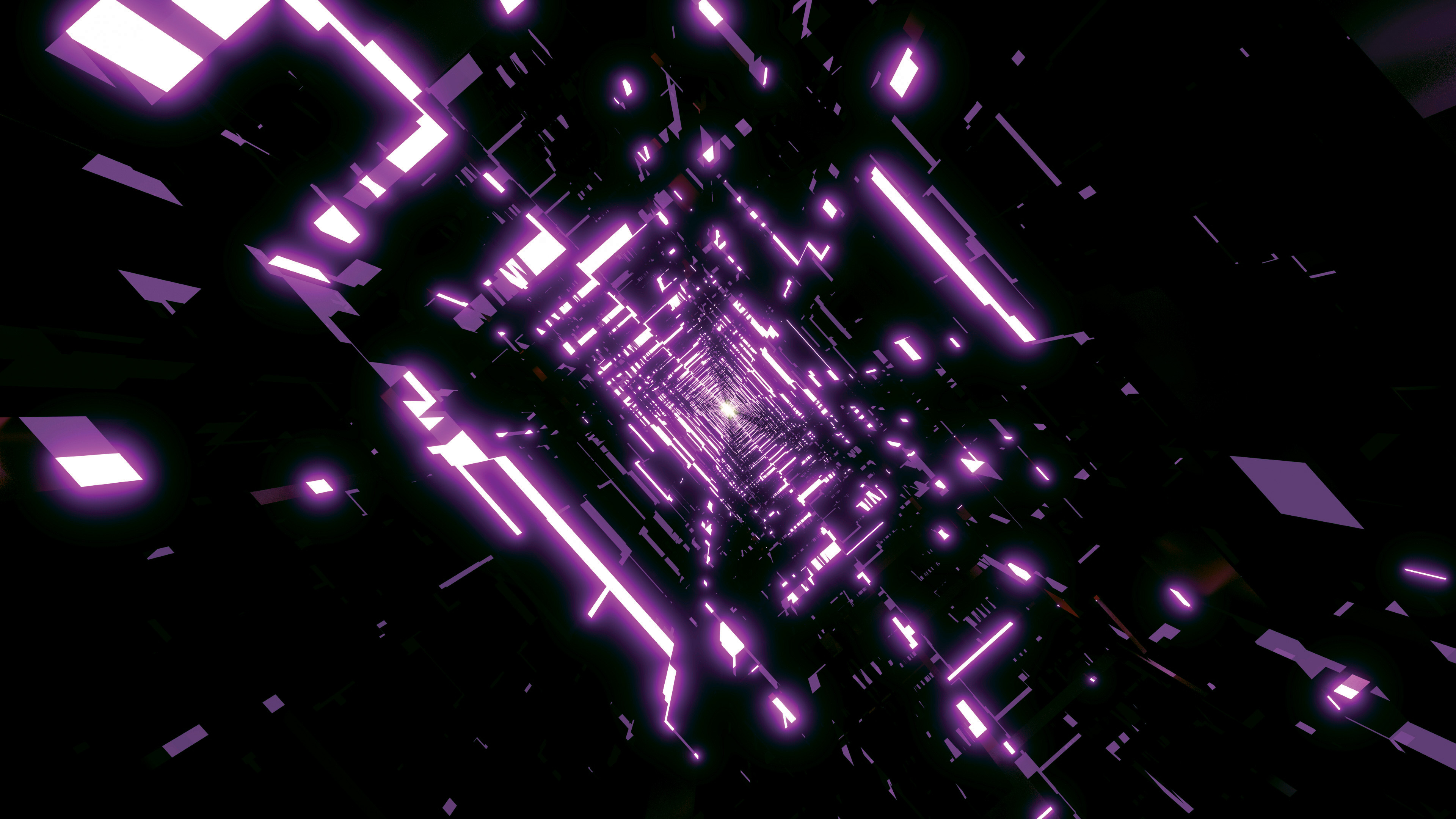 3d, purple, black, artistic, abstract, square, tunnel phone background