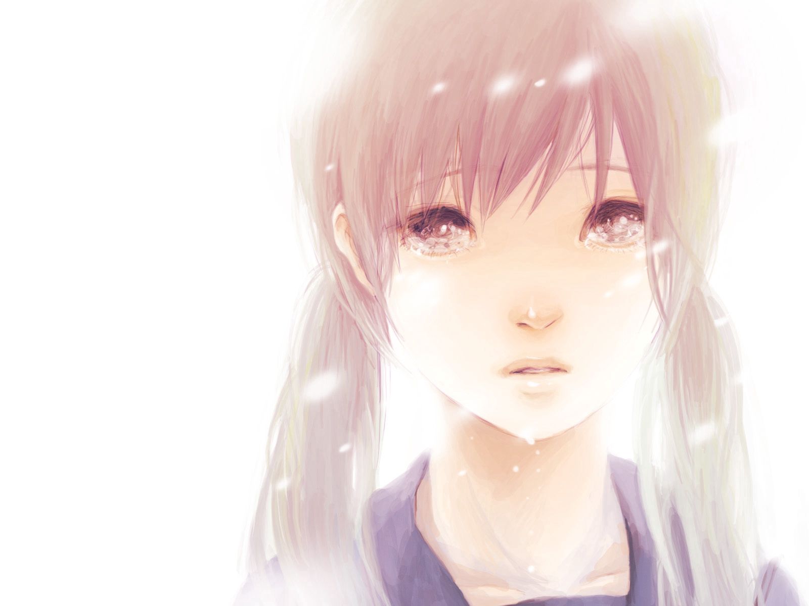 Laden Sie das Tränen, Hatsune Miku, Zwei Schwänze, Braune Augen, Haar, Mädchen, Anime-Bild kostenlos auf Ihren PC-Desktop herunter