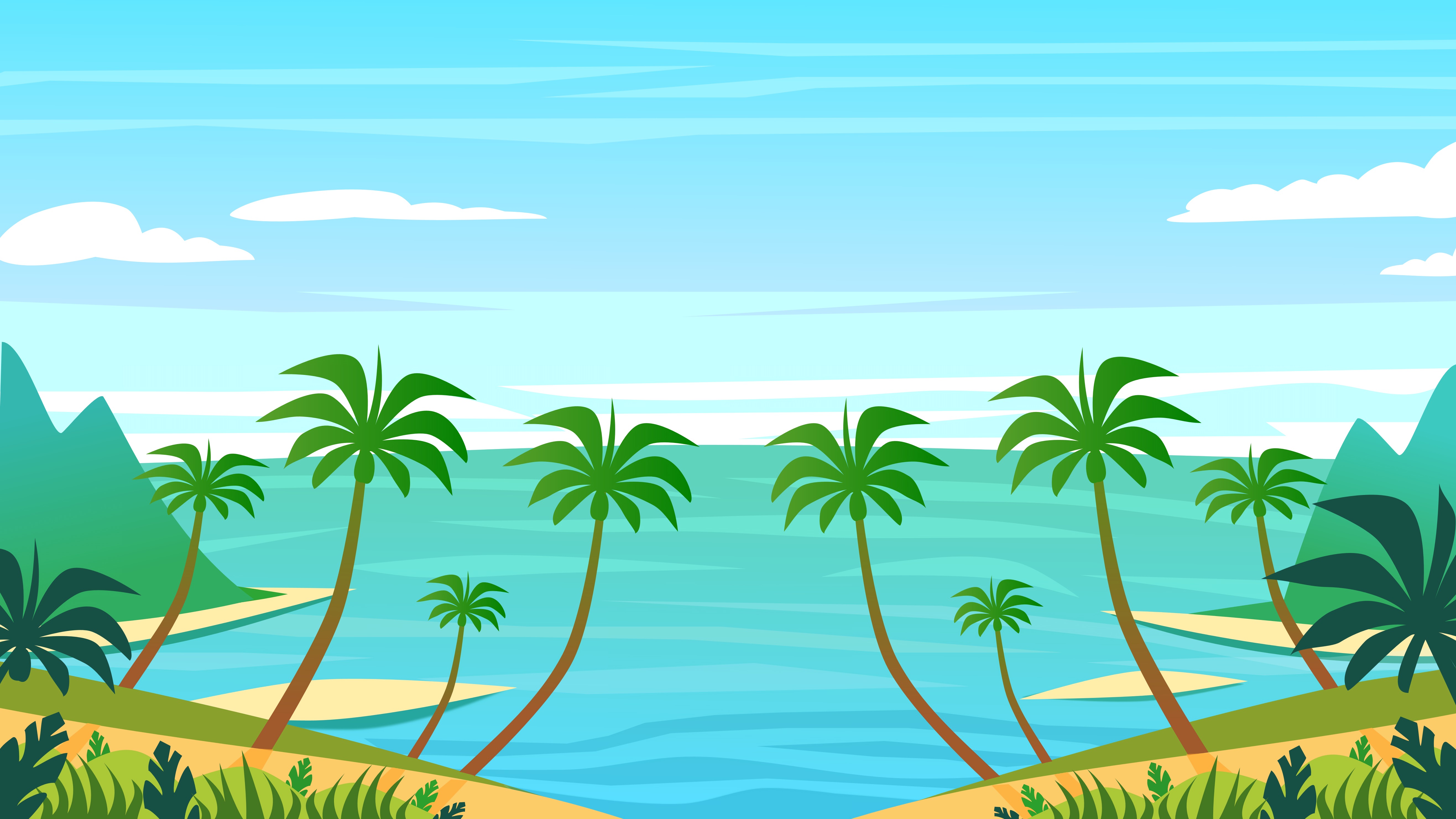 Free download wallpaper Water, Palm, Island, Art, Vector on your PC desktop