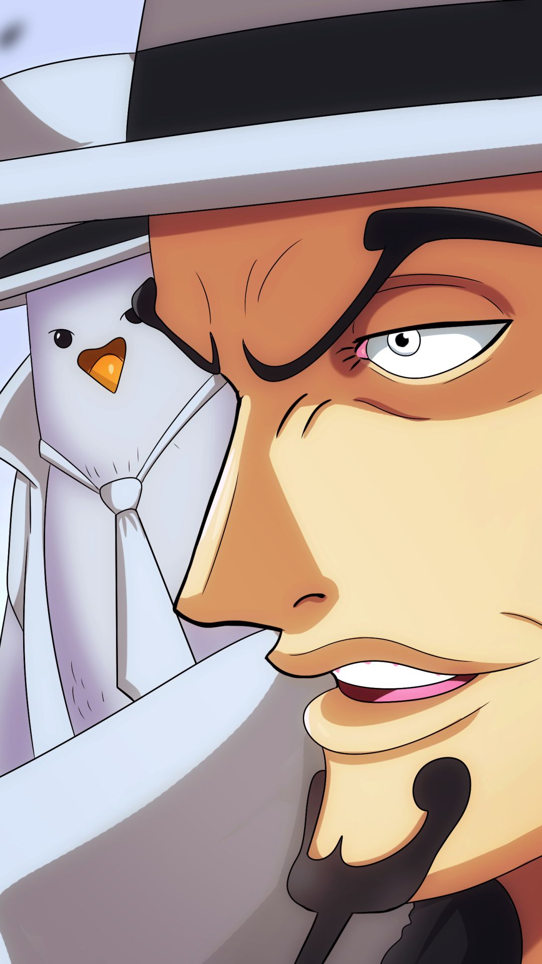 anime, one piece, hat, rob lucci, pigeon Phone Background