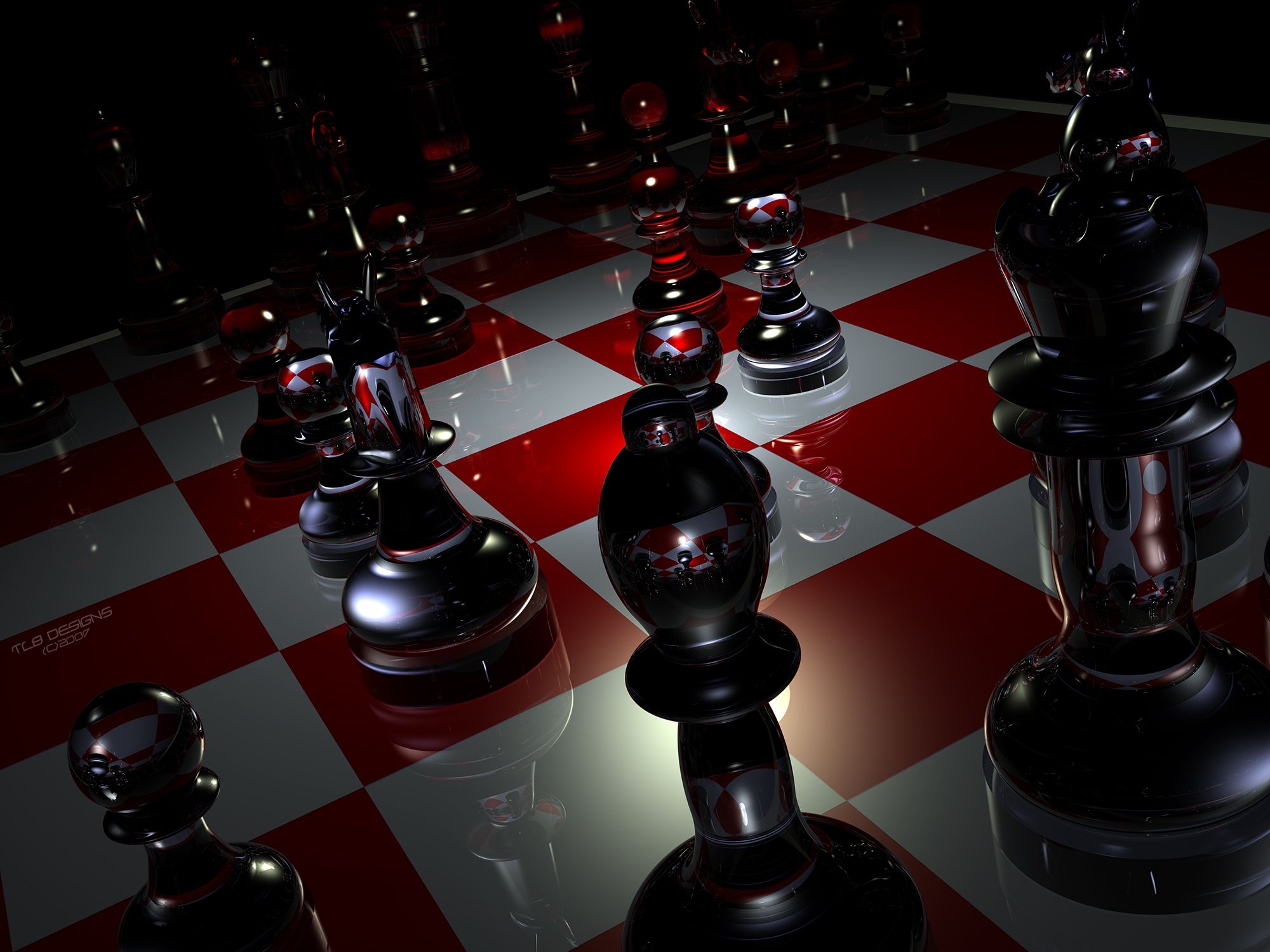 3d, shapes, chess, glass, shape, board 1080p