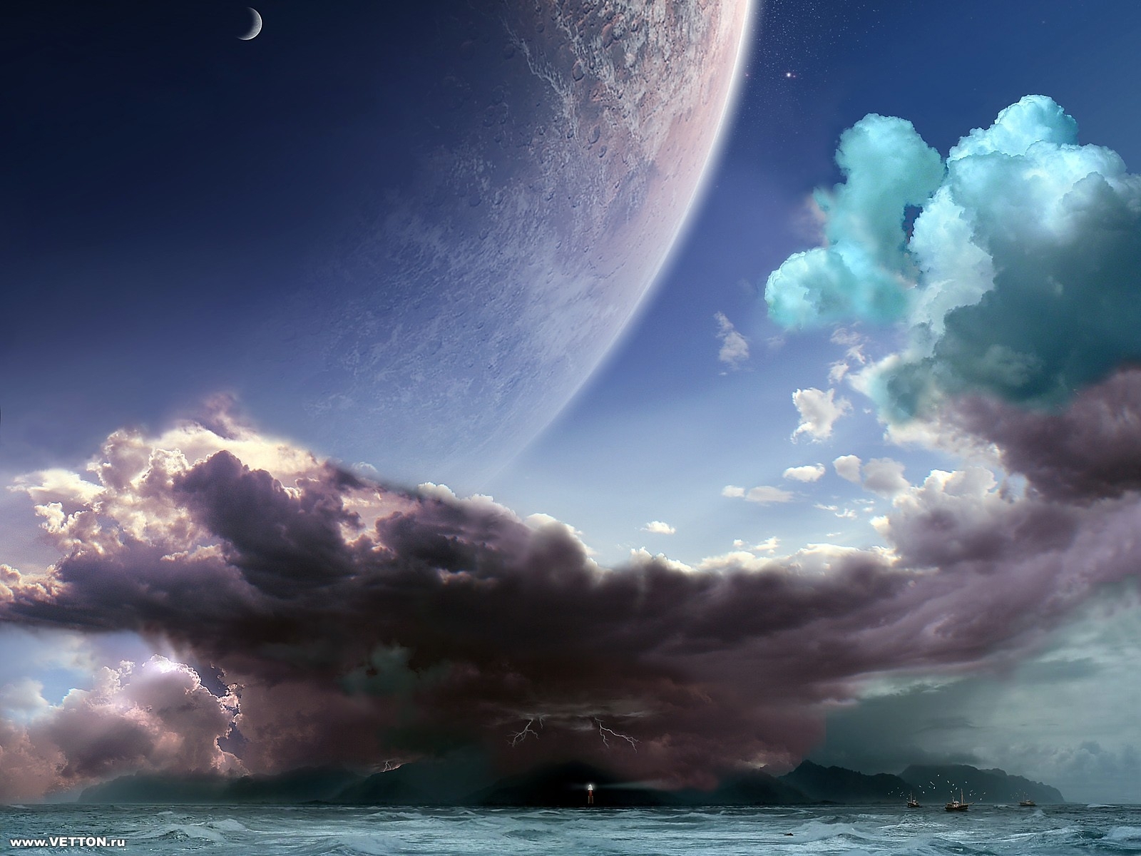 Download mobile wallpaper Sky, Planets, Landscape for free.