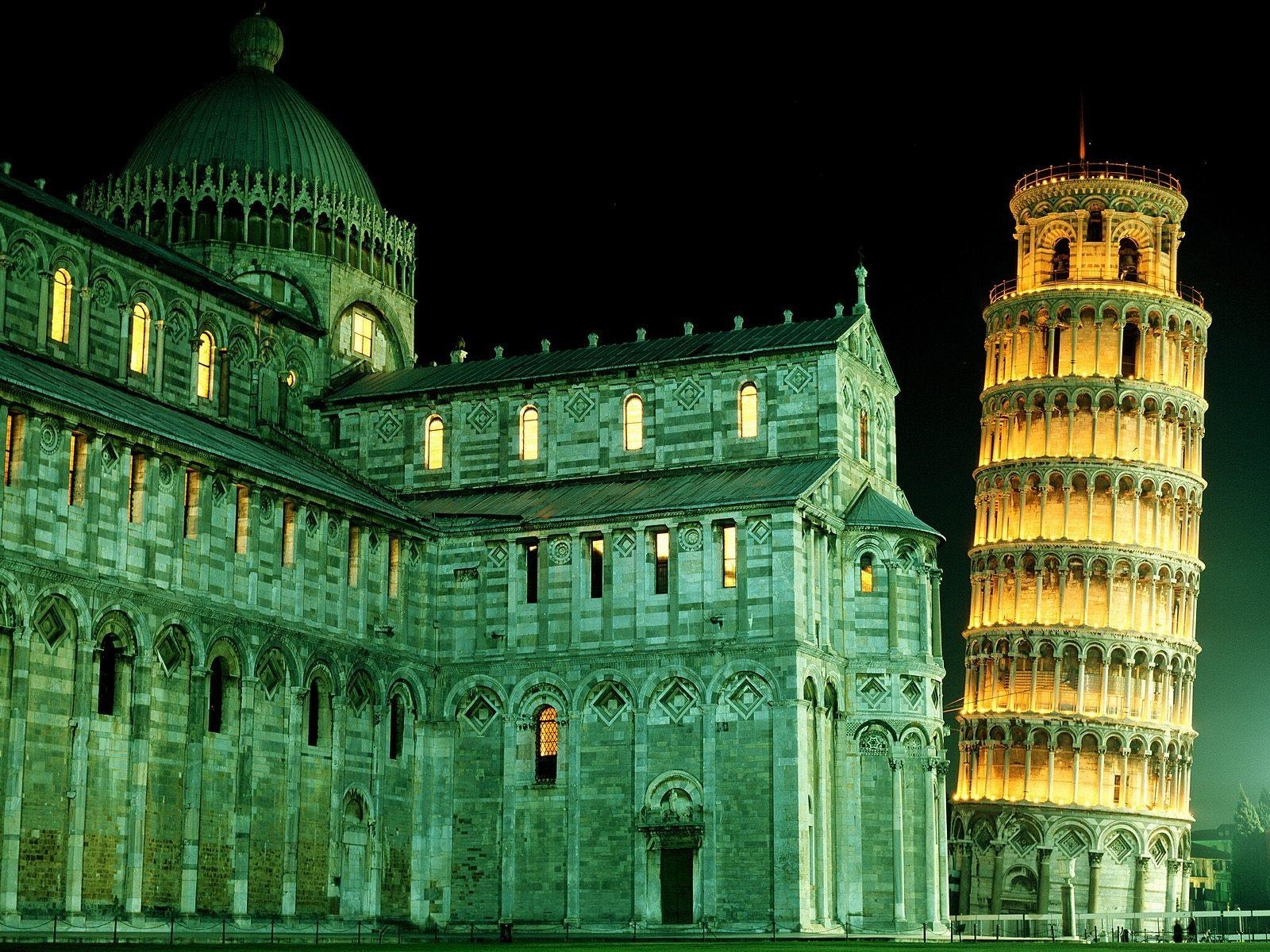landscape, cities, architecture, tower of pisa, green UHD