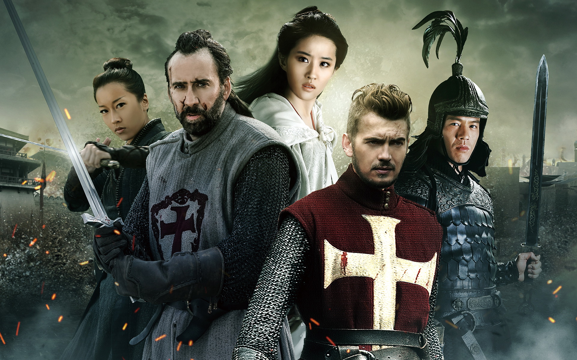 Full HD Wallpaper movie, outcast, hayden christensen, knight, liu yifei, nicolas cage, outcast (movie), warrior