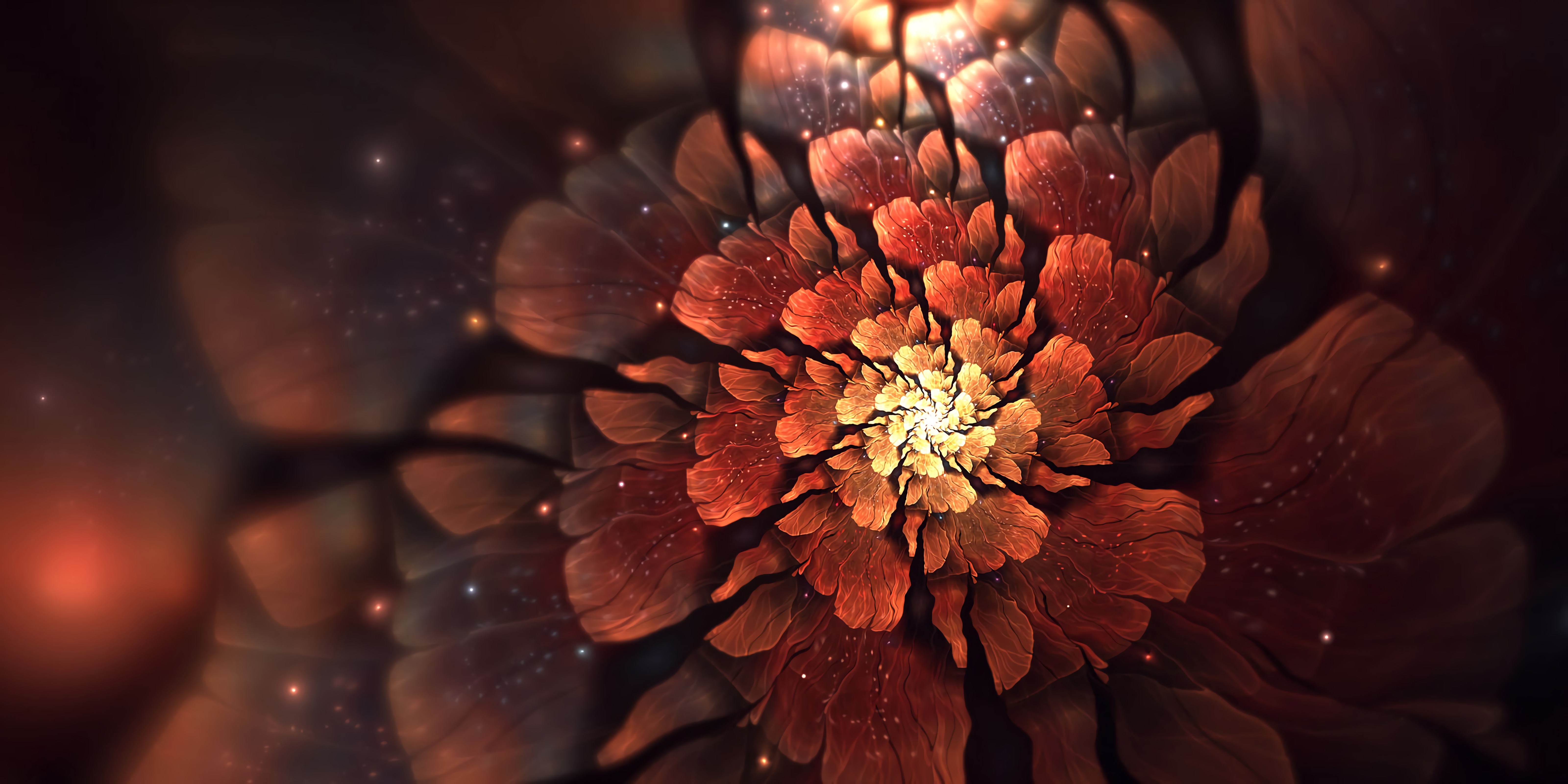 fractal, glare, abstract, flower, glow
