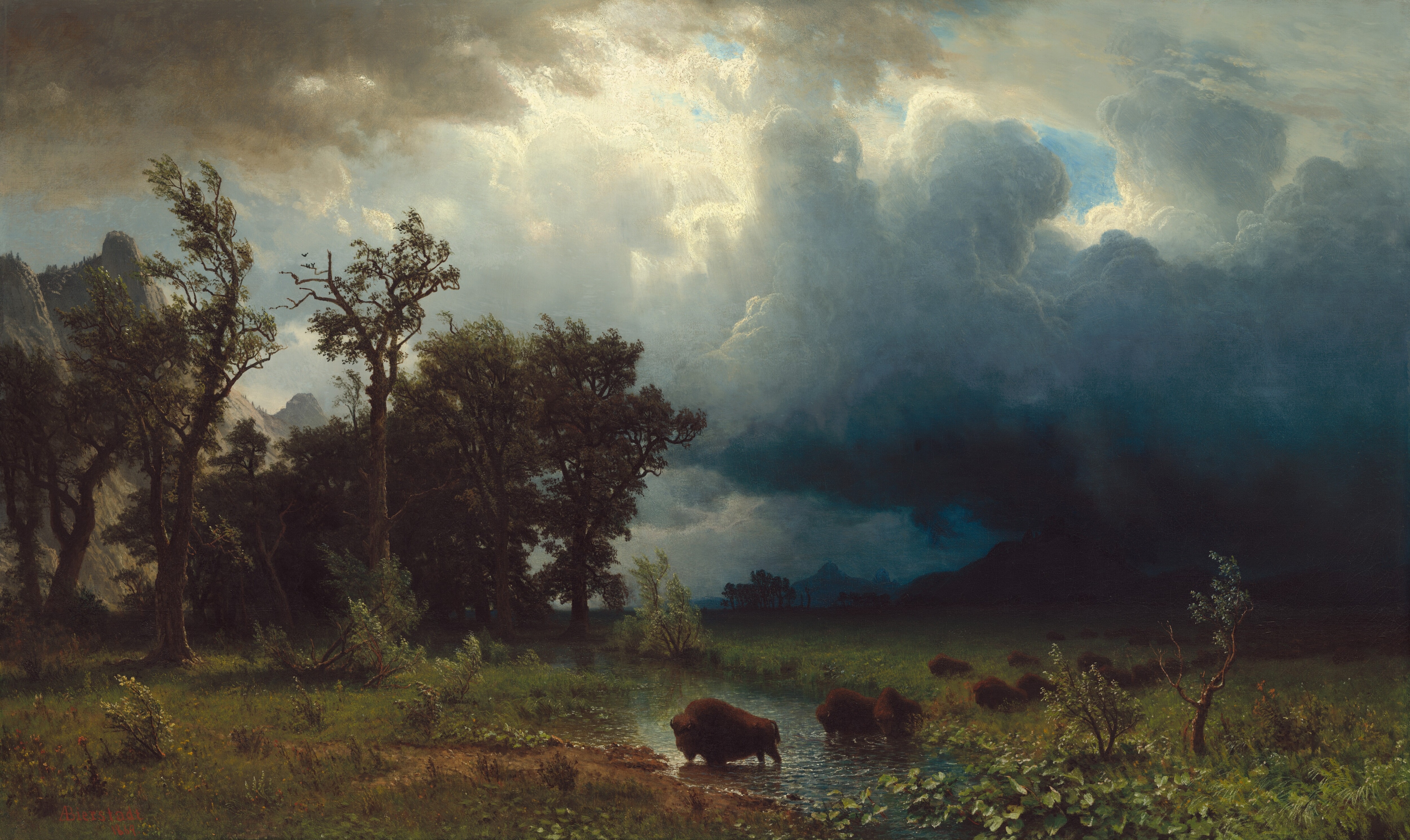 Описание перед грозой. Albert Bierstadt художник.