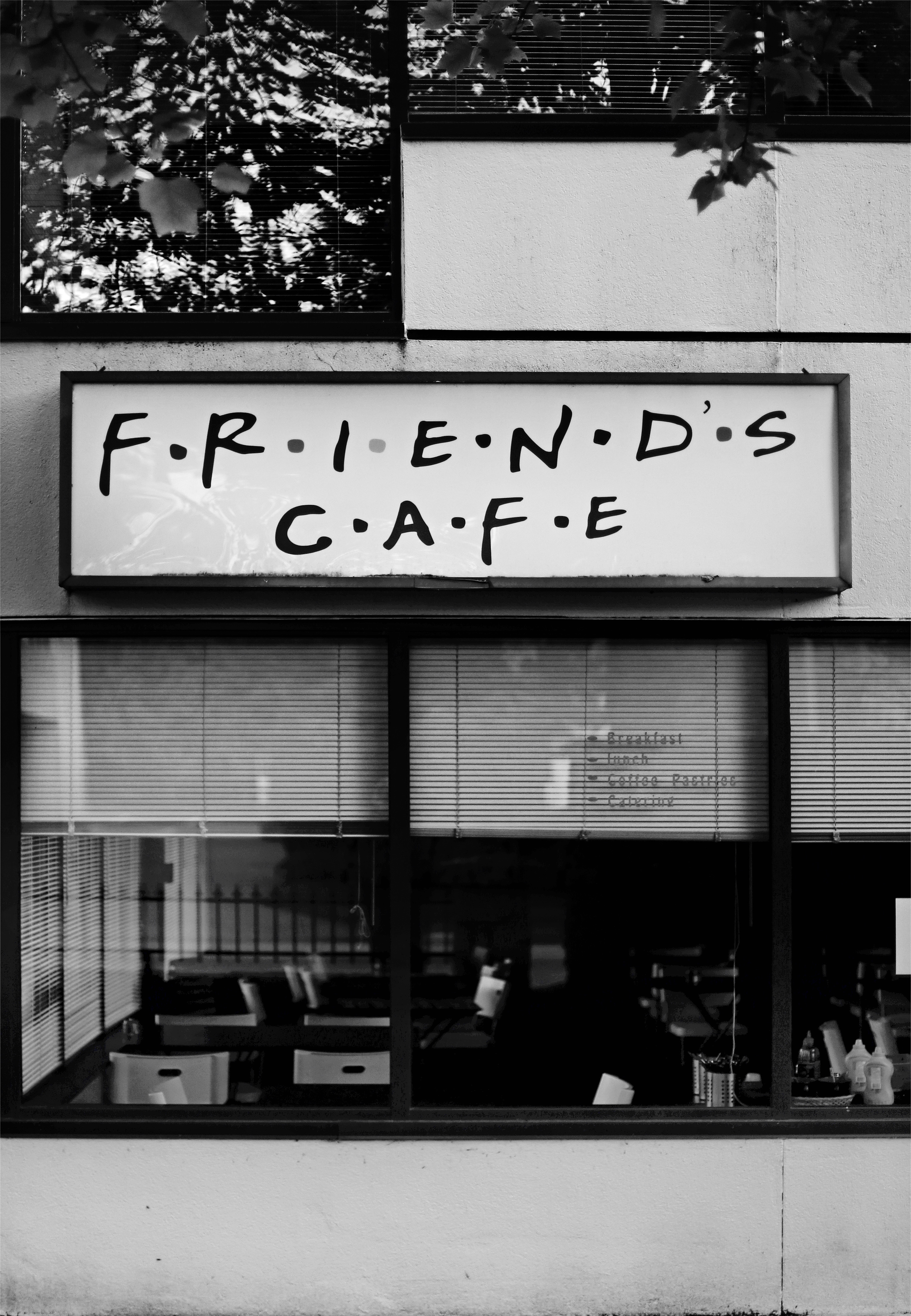 cafe, words, bw, chb, sign, signboard, friends, café cellphone
