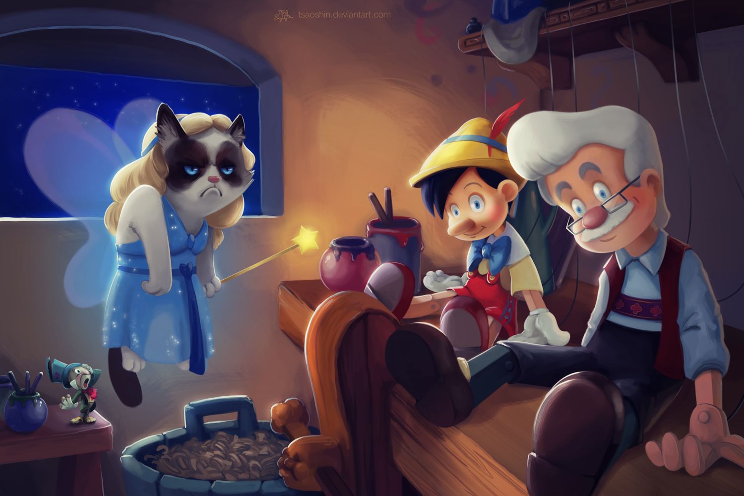 pinocchio, humor, movie, gepetto, grumpy cat cell phone wallpapers