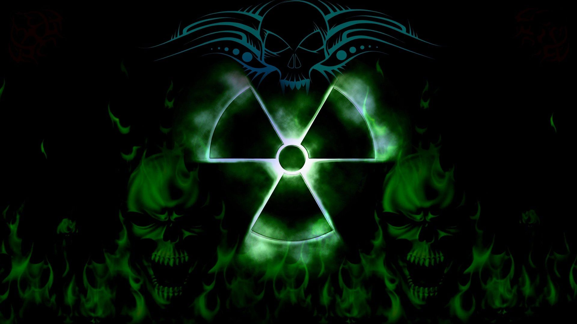 Знак радиации зеленый