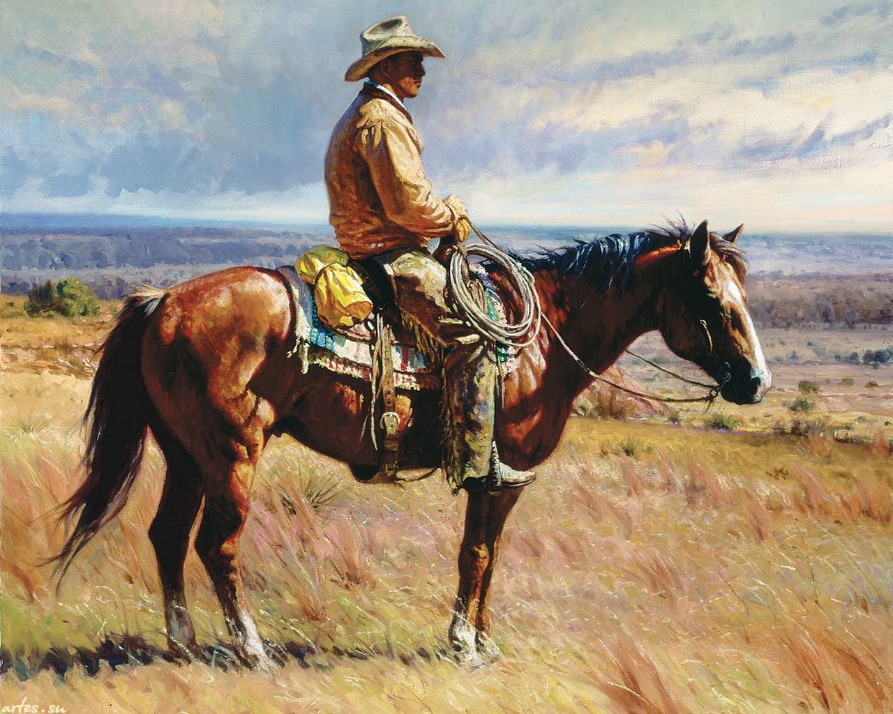 1441325 Hintergrundbild herunterladen künstlerisch, amerikanischer westen, cowboy - Bildschirmschoner und Bilder kostenlos