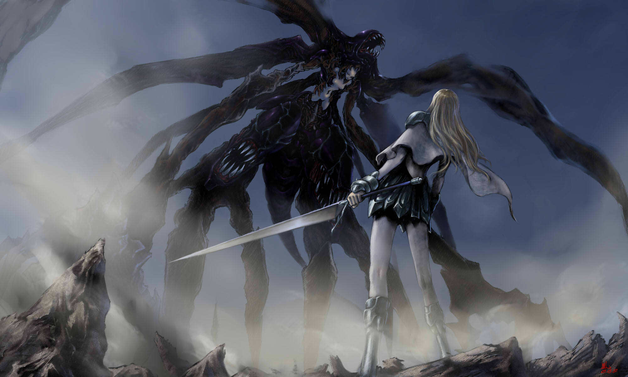anime, claymore, monster