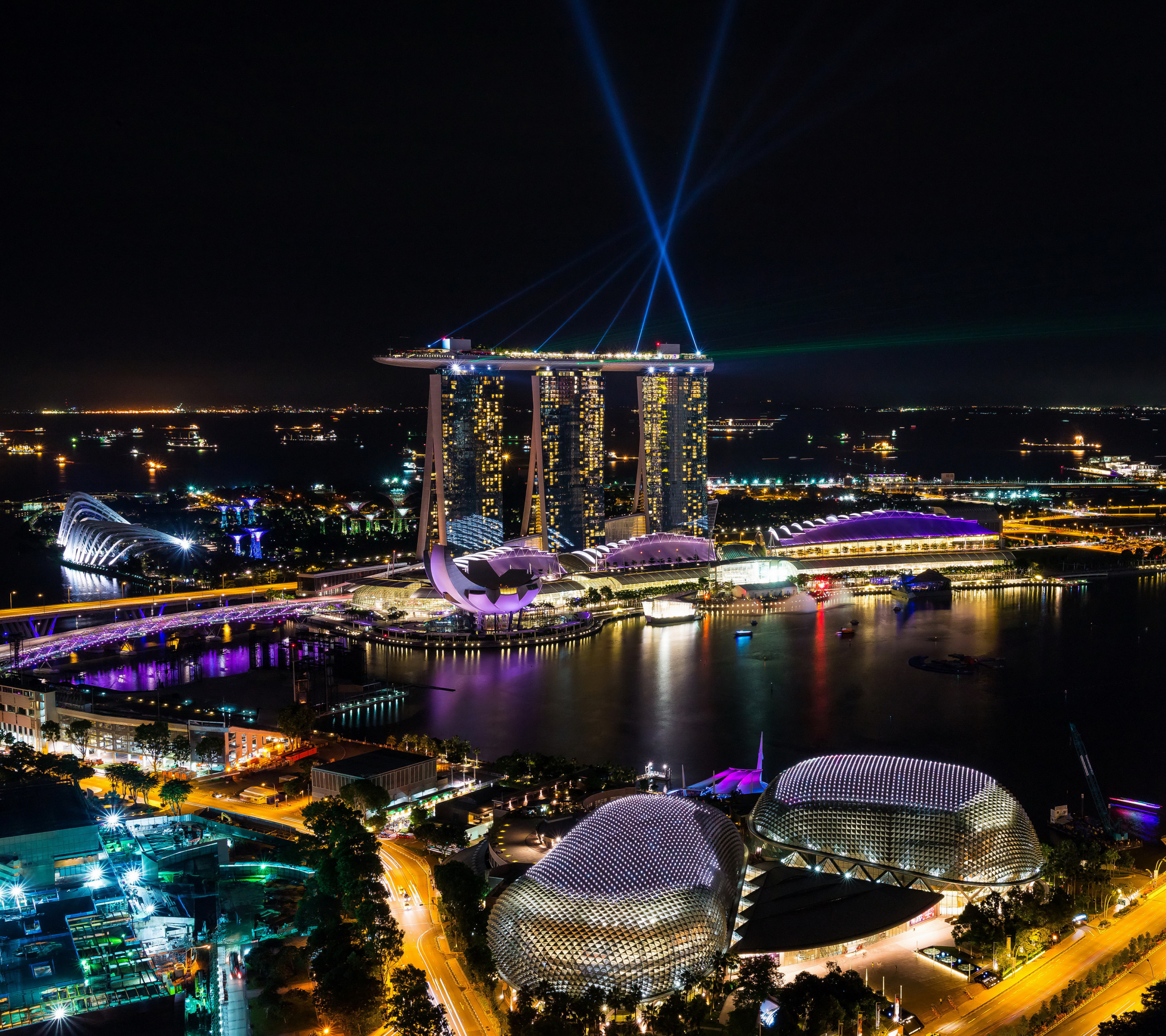 Download mobile wallpaper Cities, Night, City, Building, Light, Singapore, Man Made, Marina Bay Sands for free.