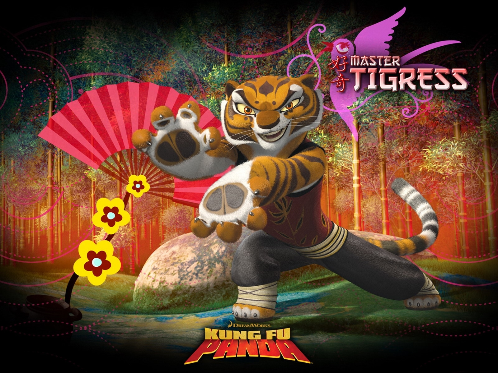 3720 Hintergrundbild herunterladen cartoon, panda kung fu, tigers - Bildschirmschoner und Bilder kostenlos