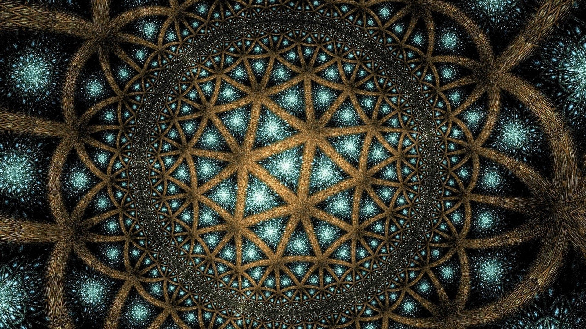abstract, fractal, blue, bronze