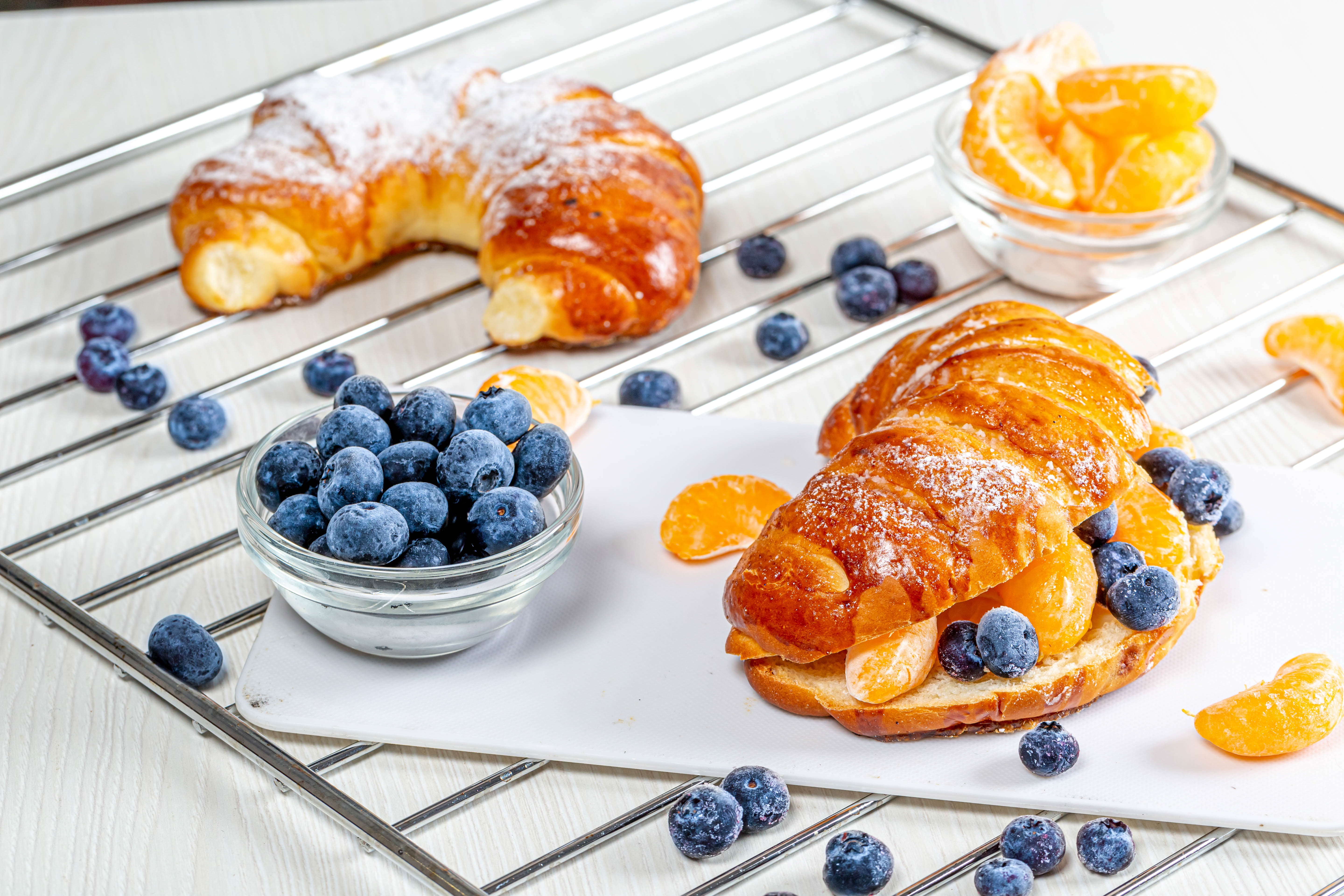 food, croissant, berry, blueberry, tangerine, viennoiserie Free Stock Photo