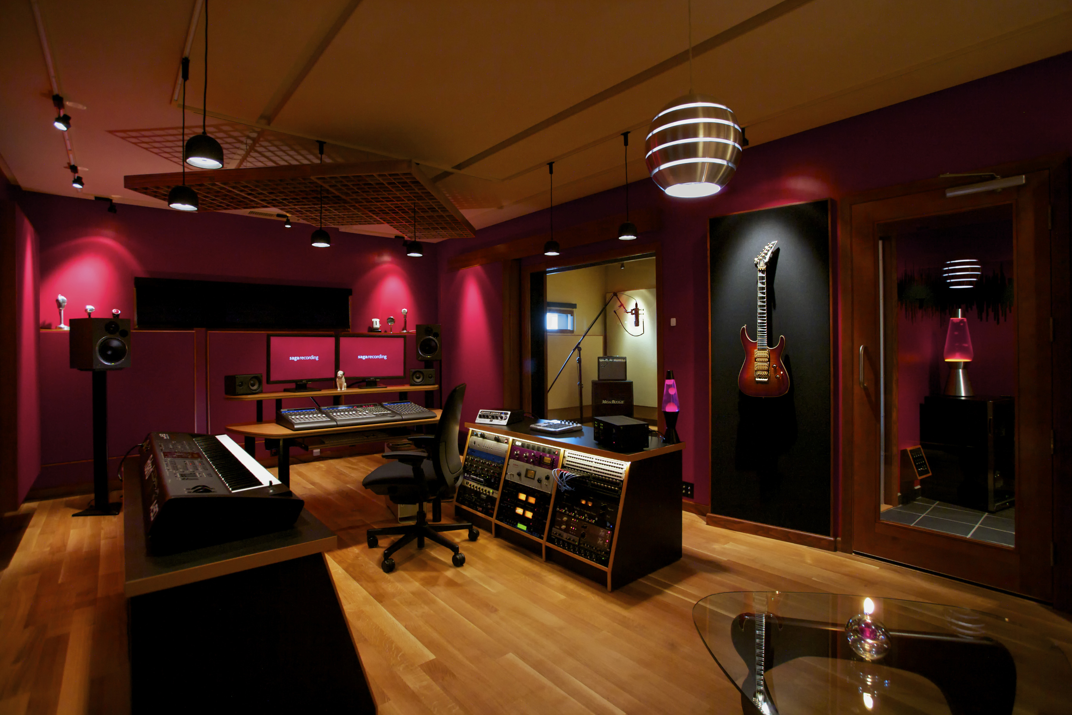 electric guitar, studio, guitar, room, music HD wallpaper