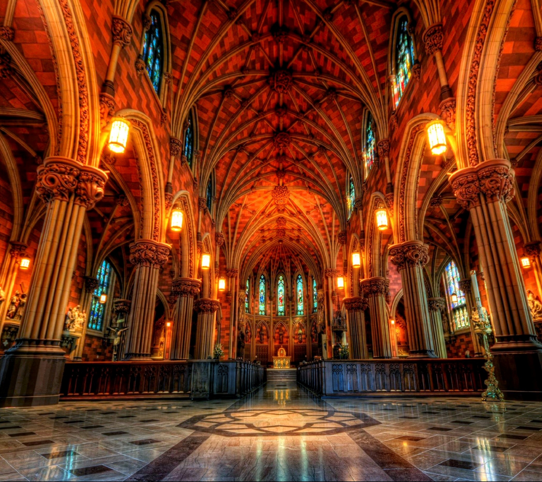 religious, cathedral of the immaculate conception, colors, architecture, church, cathedral, columns, altar, arch, cathedrals