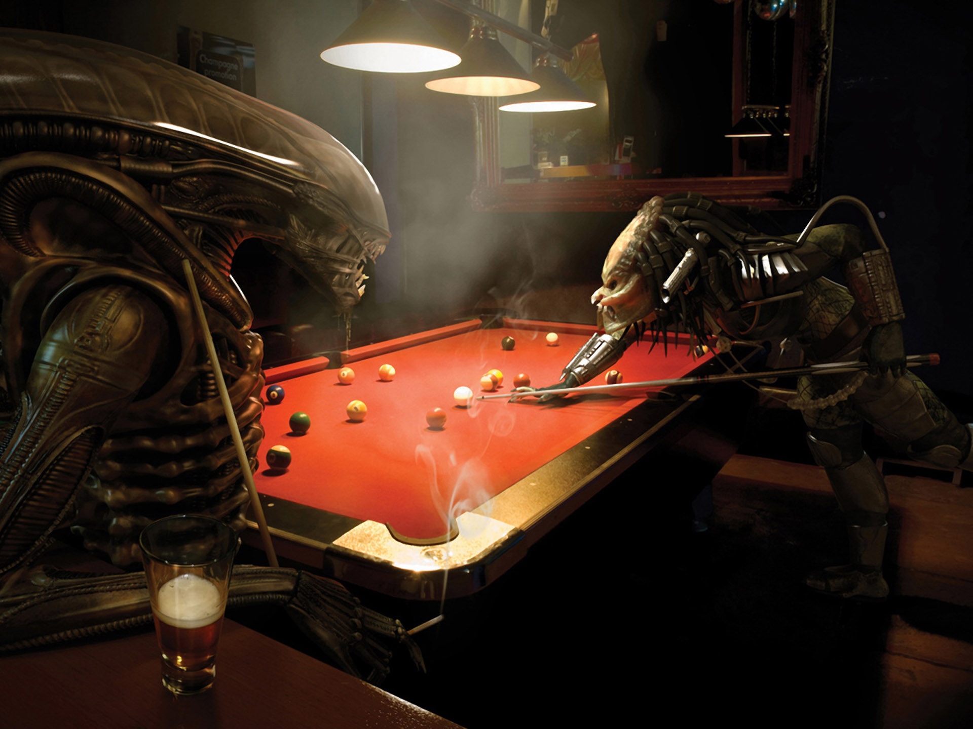 alien, funny, humor, billiard, game, pool, predator wallpaper for mobile