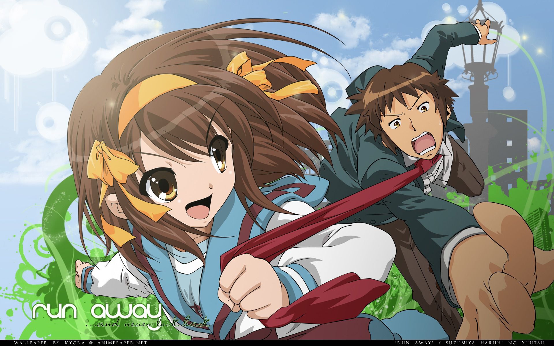763699 Hintergrundbild herunterladen animes, suzumiya haruhi no yūutsu, haruhi suzumiya, kyon (haruhi) - Bildschirmschoner und Bilder kostenlos