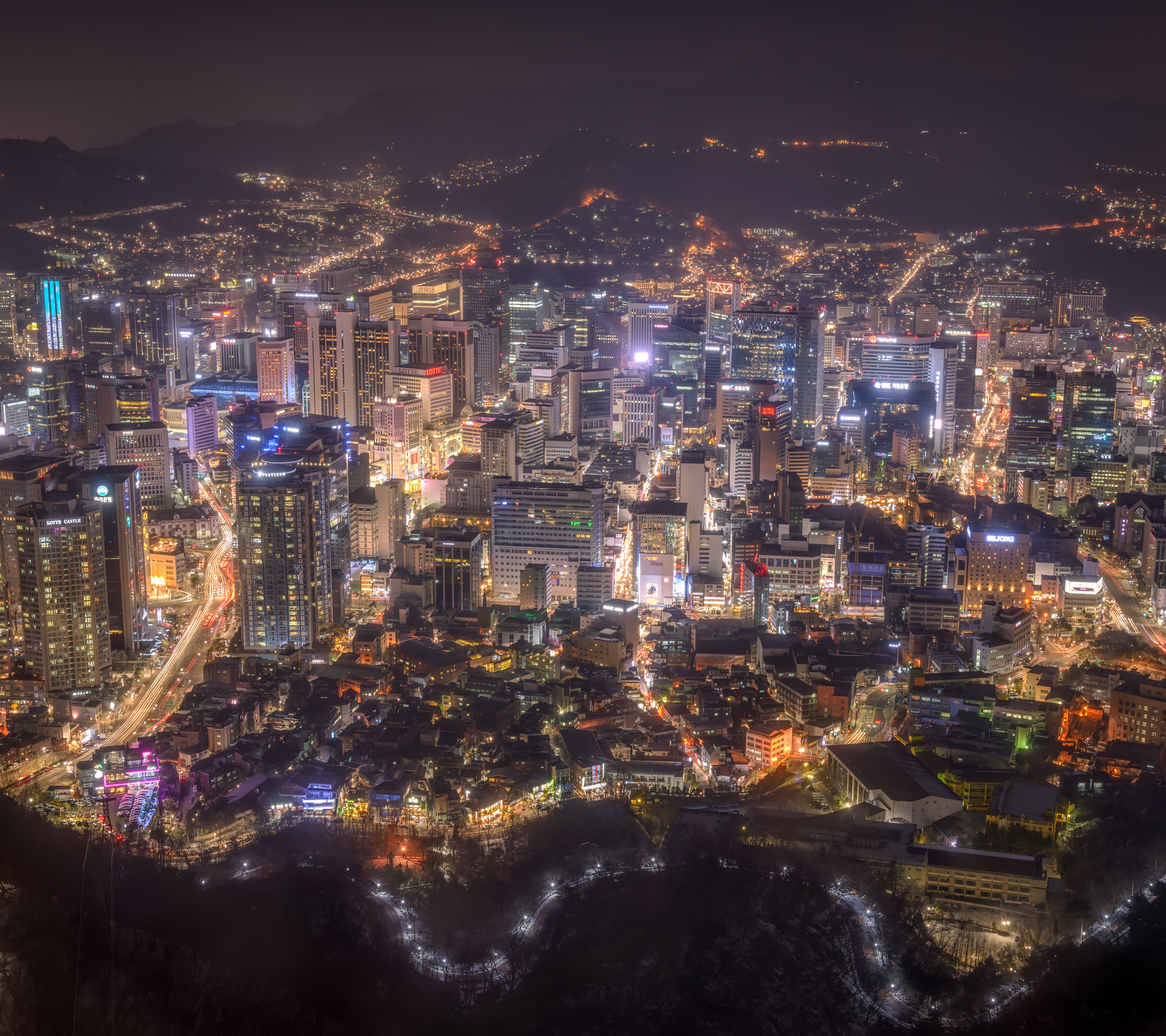 Descarga gratuita de fondo de pantalla para móvil de Ciudades, Noche, Paisaje Urbano, Seúl, Corea, Hecho Por El Hombre, Megápolis.