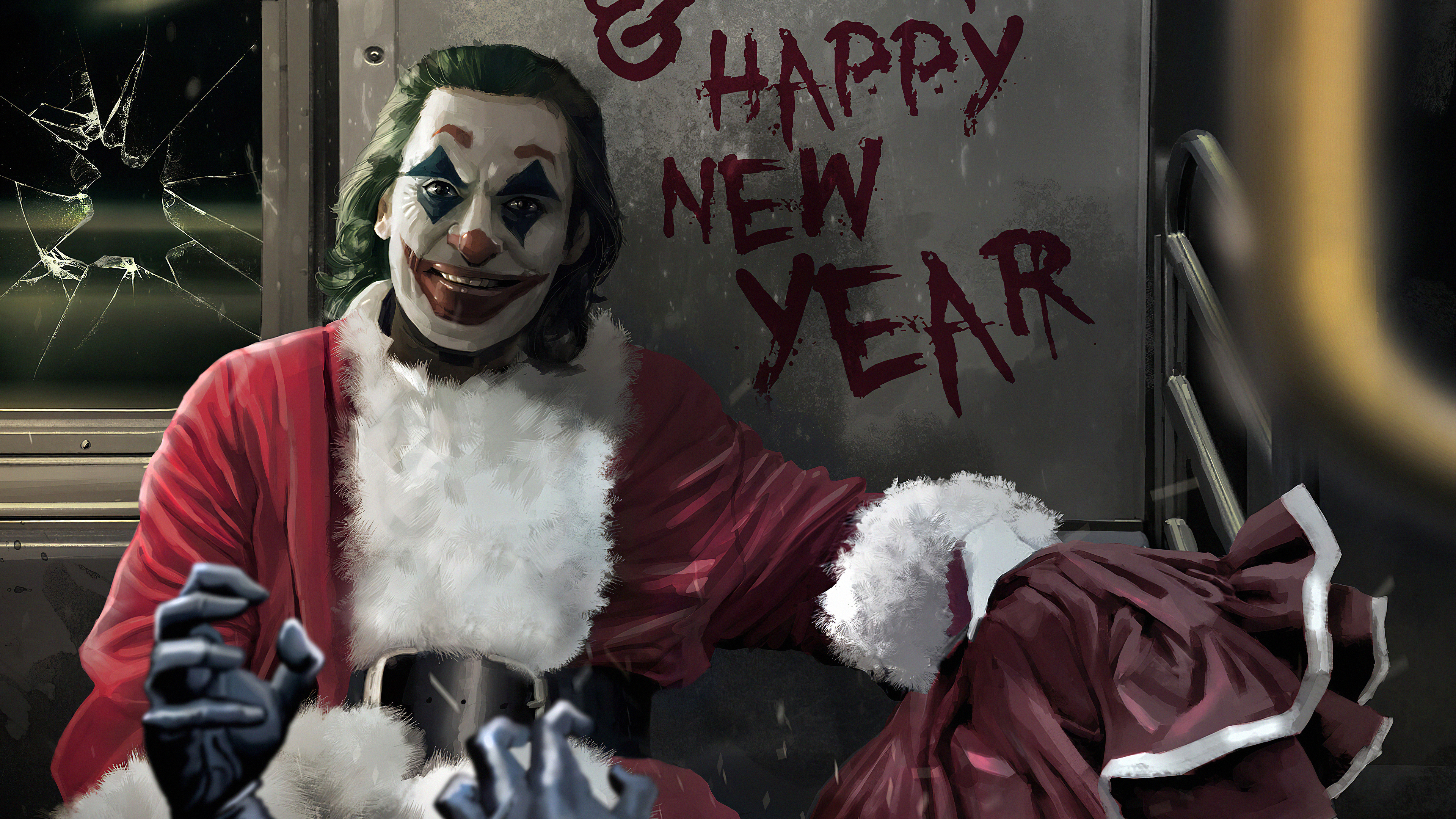 Произведение страшный новый год. Joker Santa. Джокер дед Мороз. Джокер новый год.
