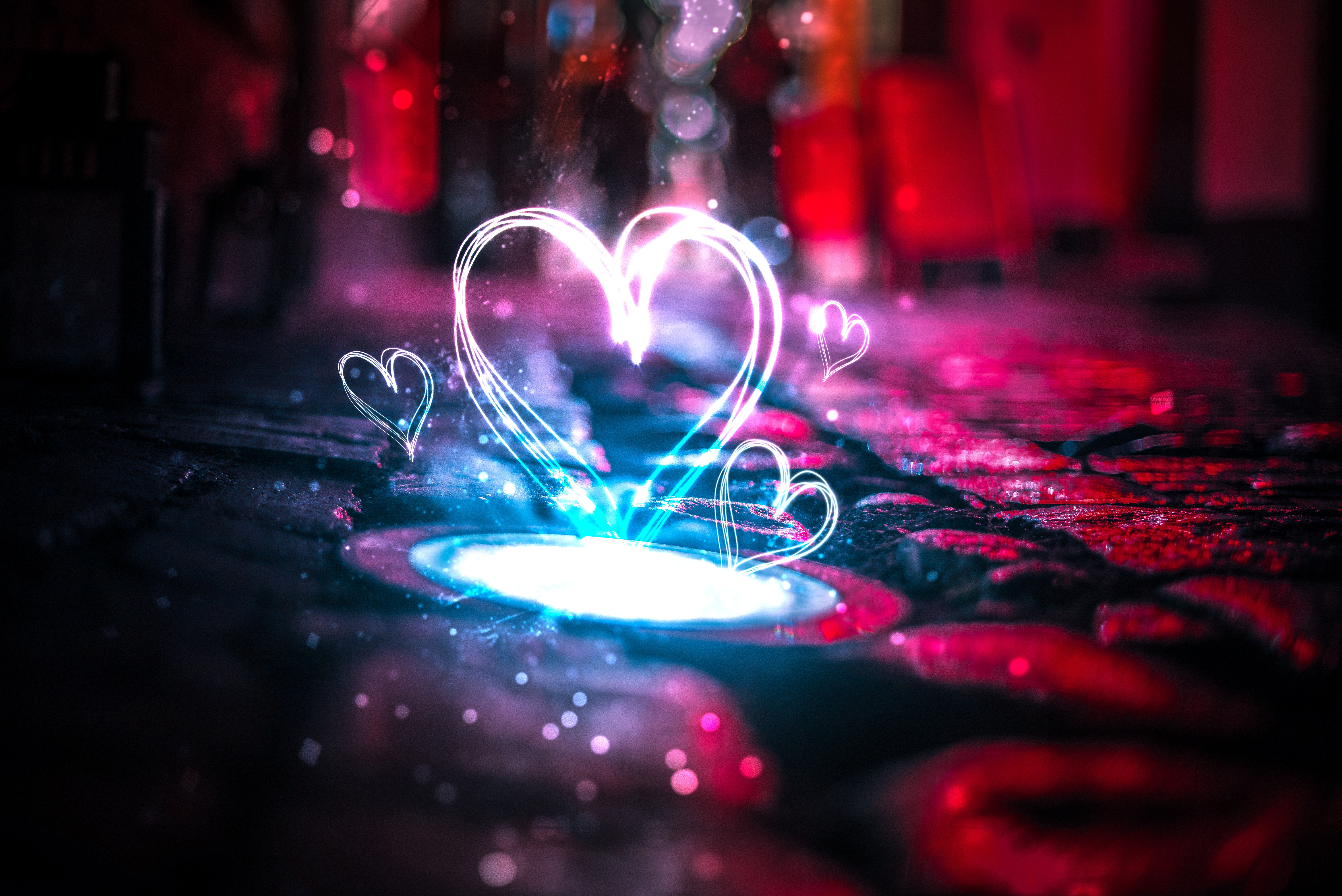 love, heart, light, glare, shine Phone Background