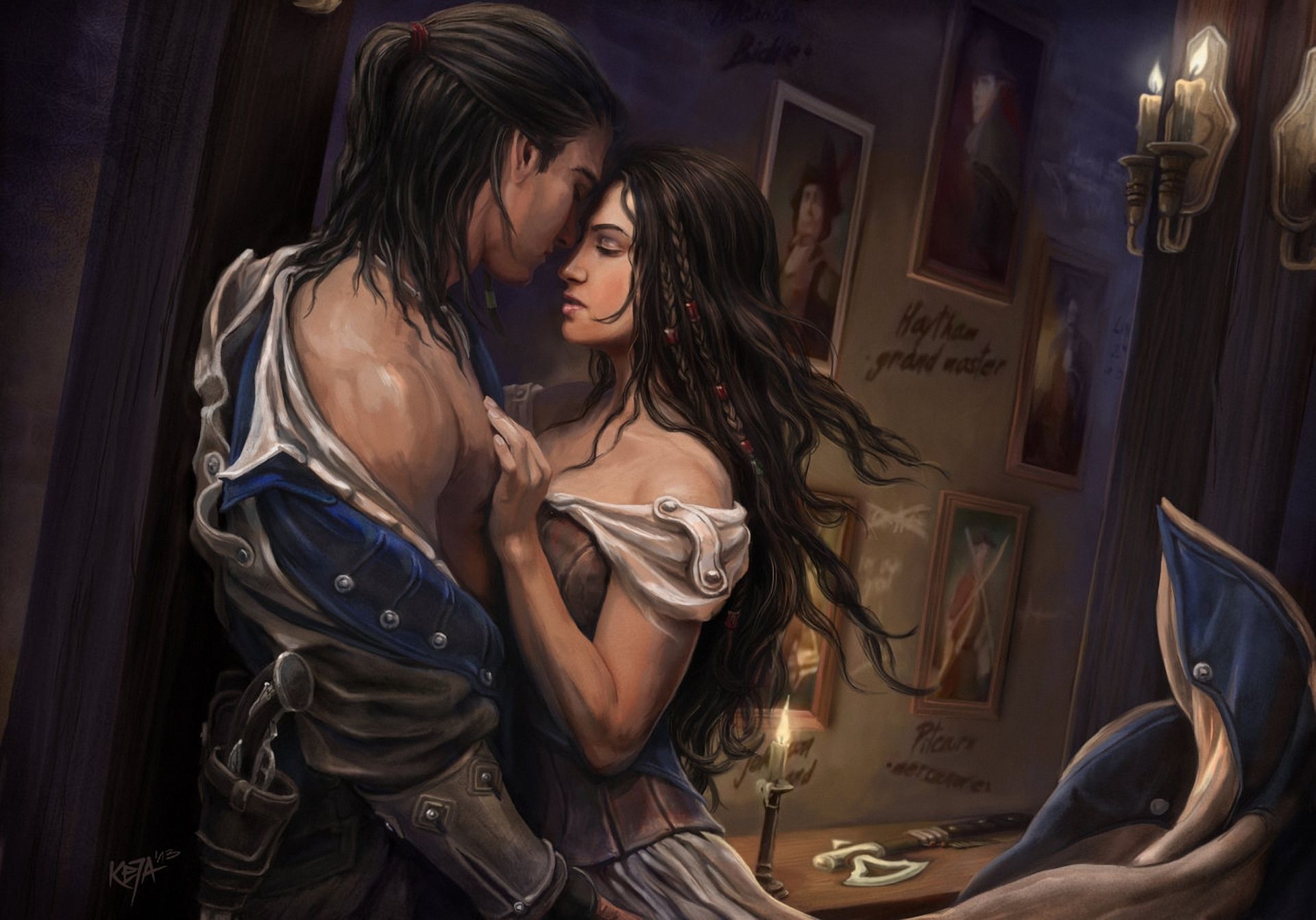 love, couple, video game, assassin's creed, romantic, assassin's creed iii Full HD