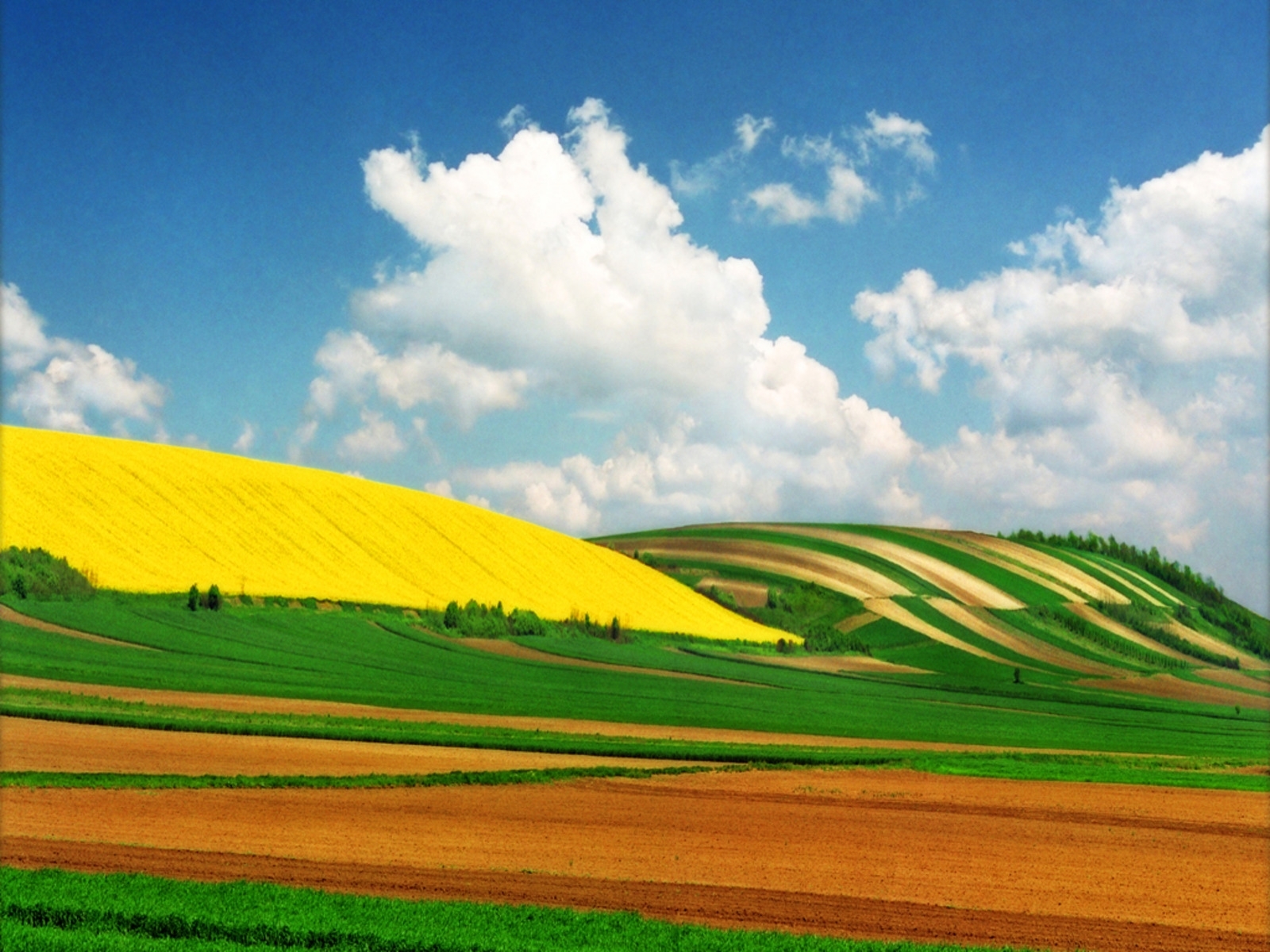 sky, fields, landscape, nature, clouds for android