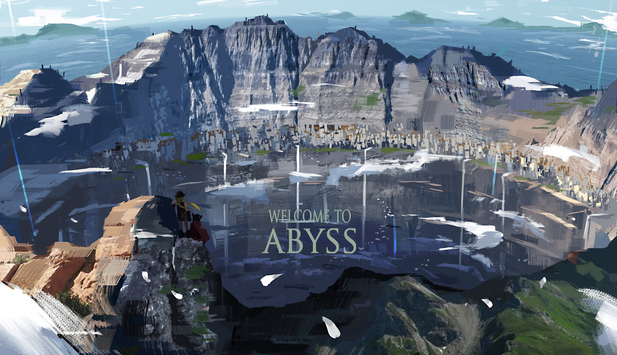 Free HD made in abyss, anime, cloud, nature, regu (made in abyss), riko (made in abyss), scenery, town