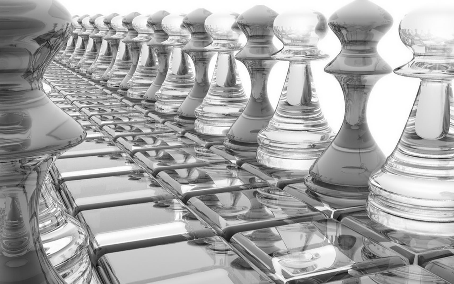 3d, black & white, cgi, abstract, chess, glass images