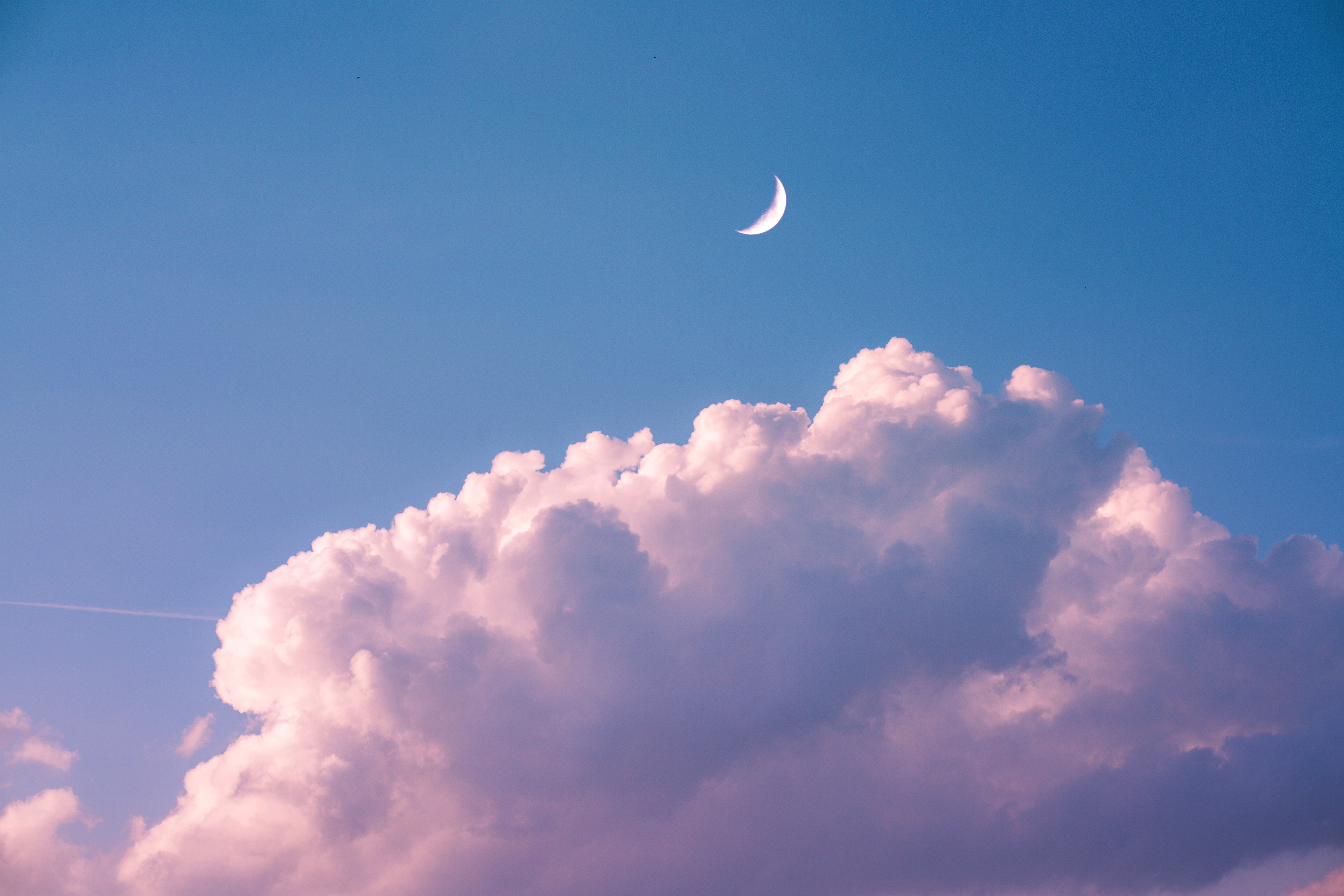 免费下载性质, 天空, 云, 月球, 云端手机壁纸。