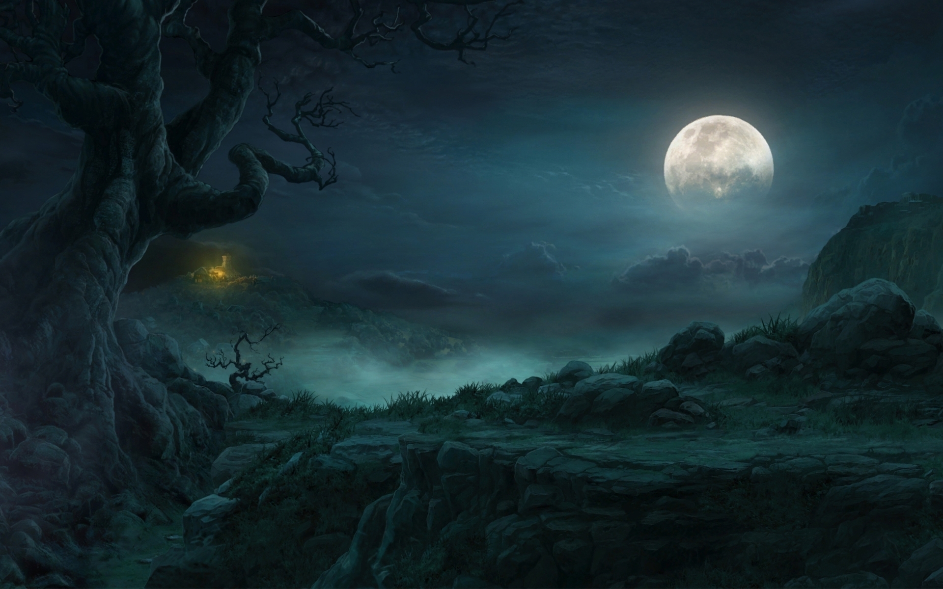 Download mobile wallpaper Landscape, Night, Fantasy for free.