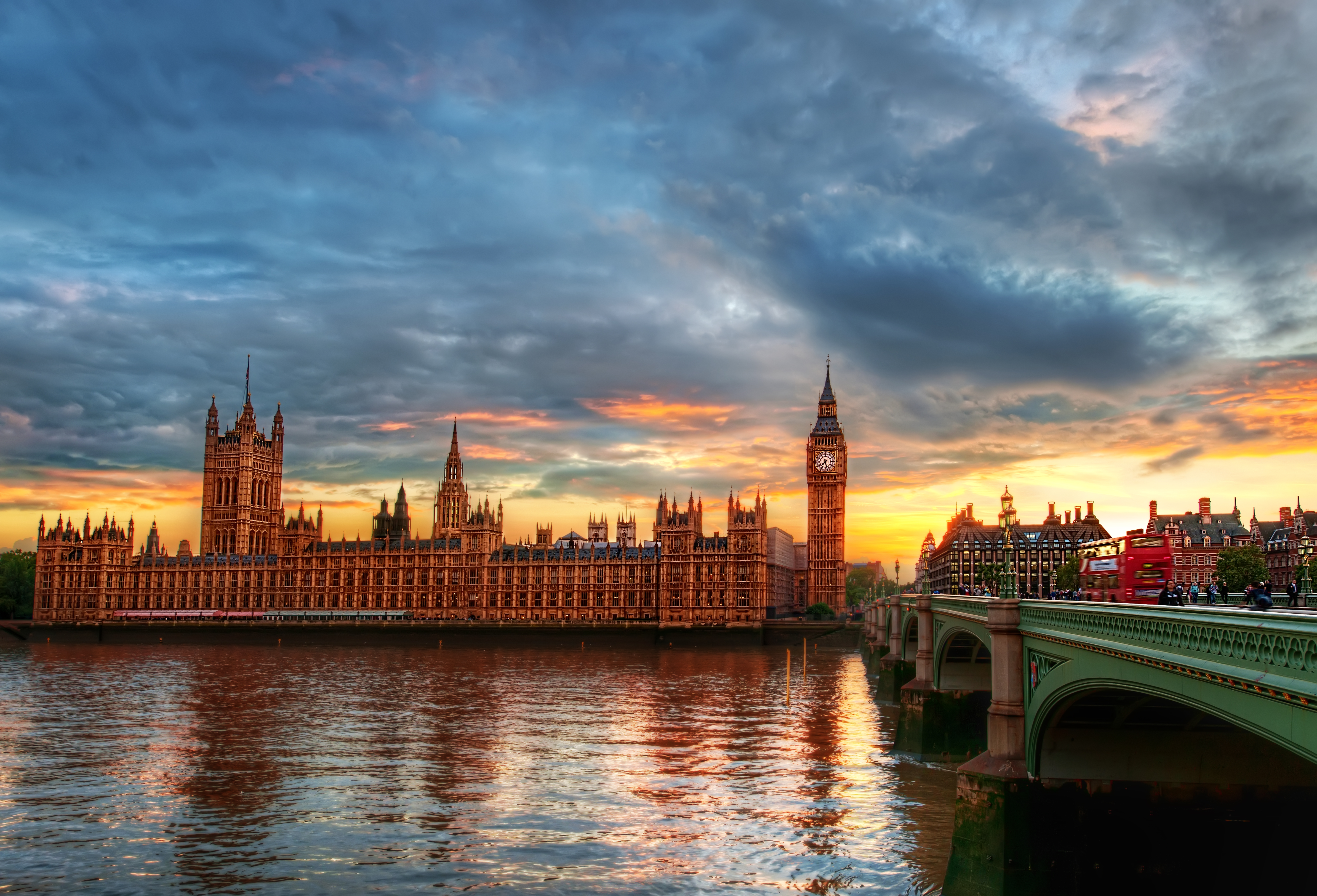 Handy-Wallpaper London, Big Ben, Brücke, Wolke, Palast, Sonnenuntergang, Palast Von Westminster, Menschengemacht, Paläste kostenlos herunterladen.