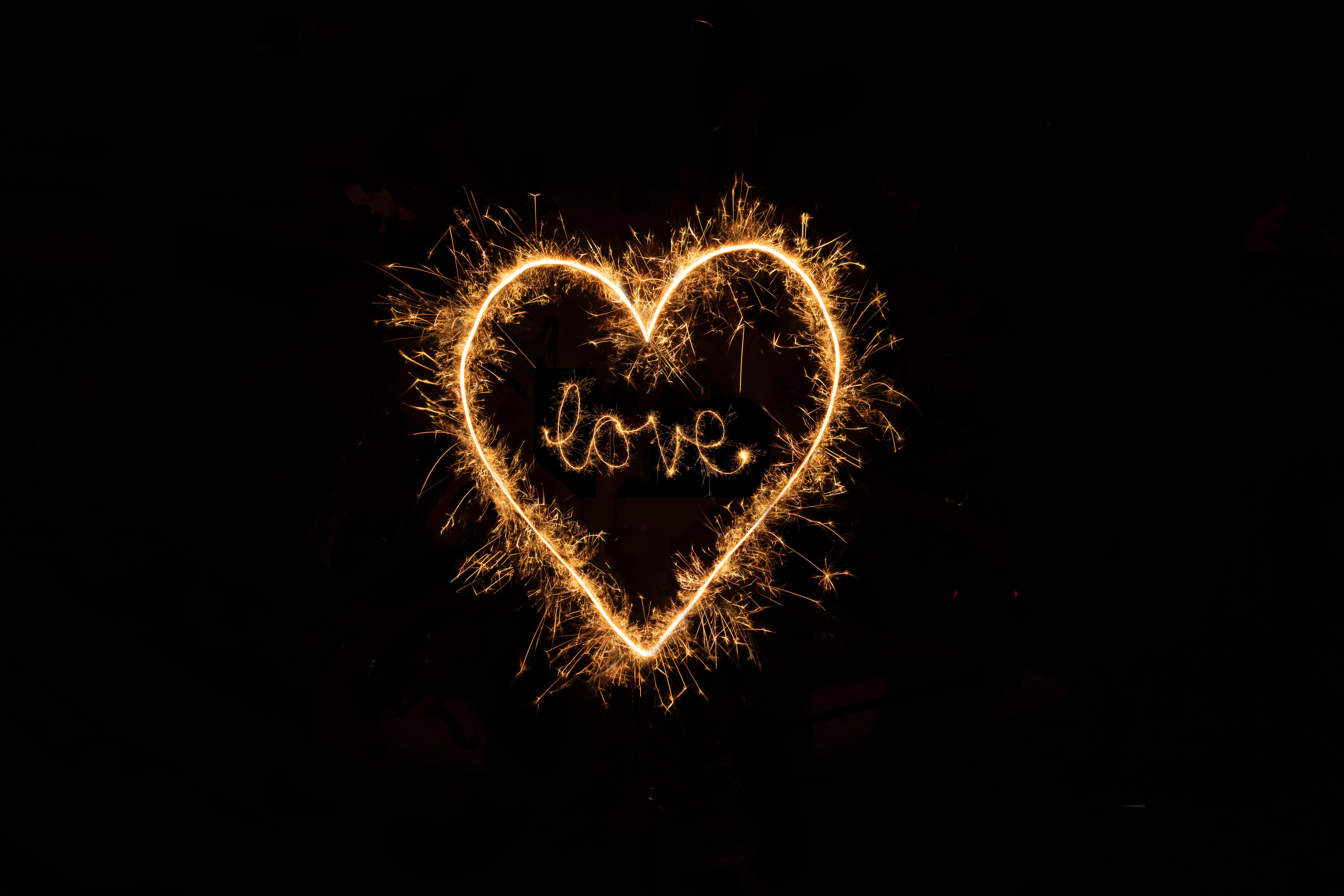 love, heart, sparks, light, words, shine, word 4K Ultra