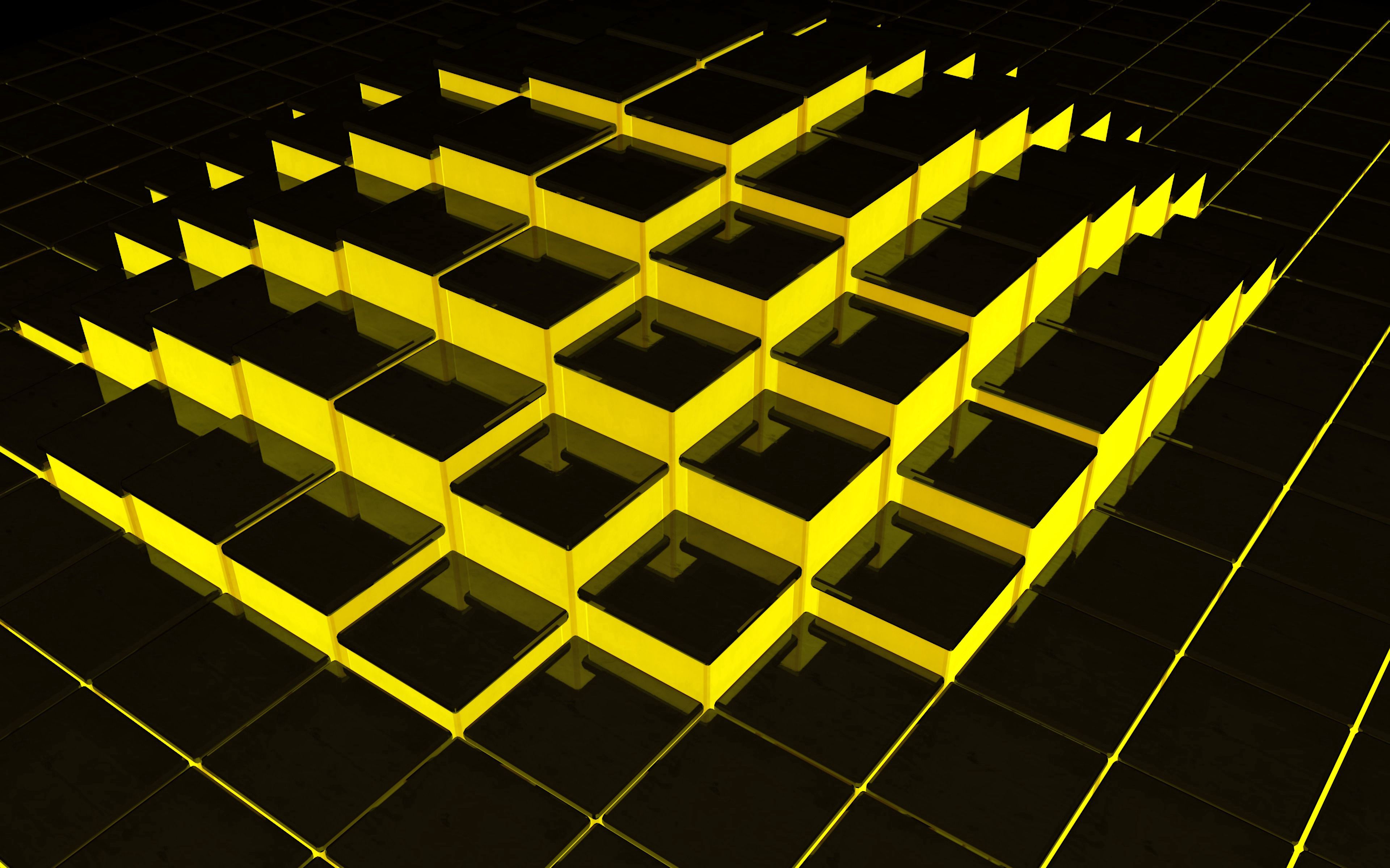 無料モバイル壁紙キューバ, 黒い, 構造, 黄色, 3Dをダウンロードします。
