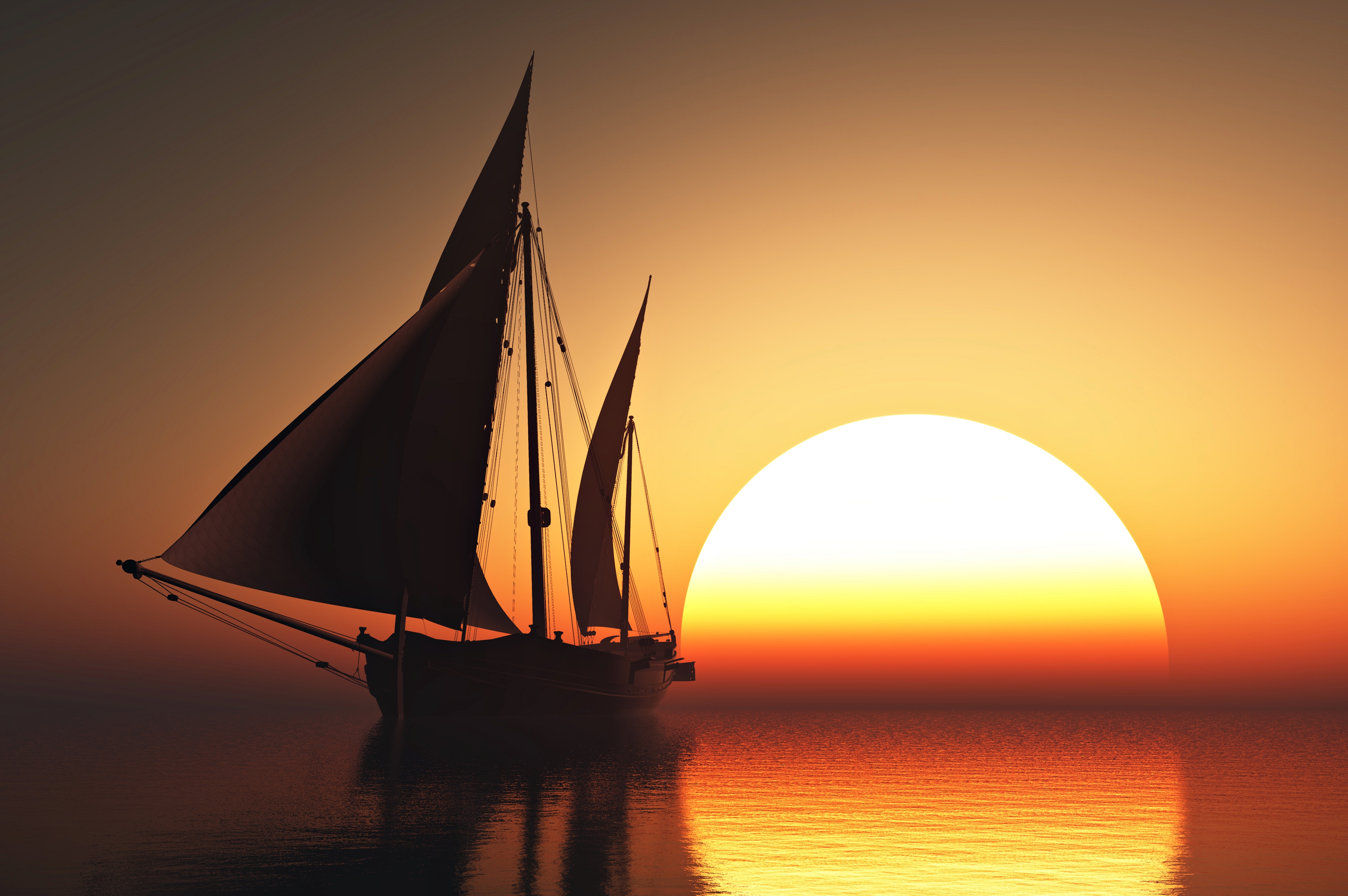 sun, yacht, sunset, sea, vehicles, sailing ship, boat, ocean, sailing Free Stock Photo