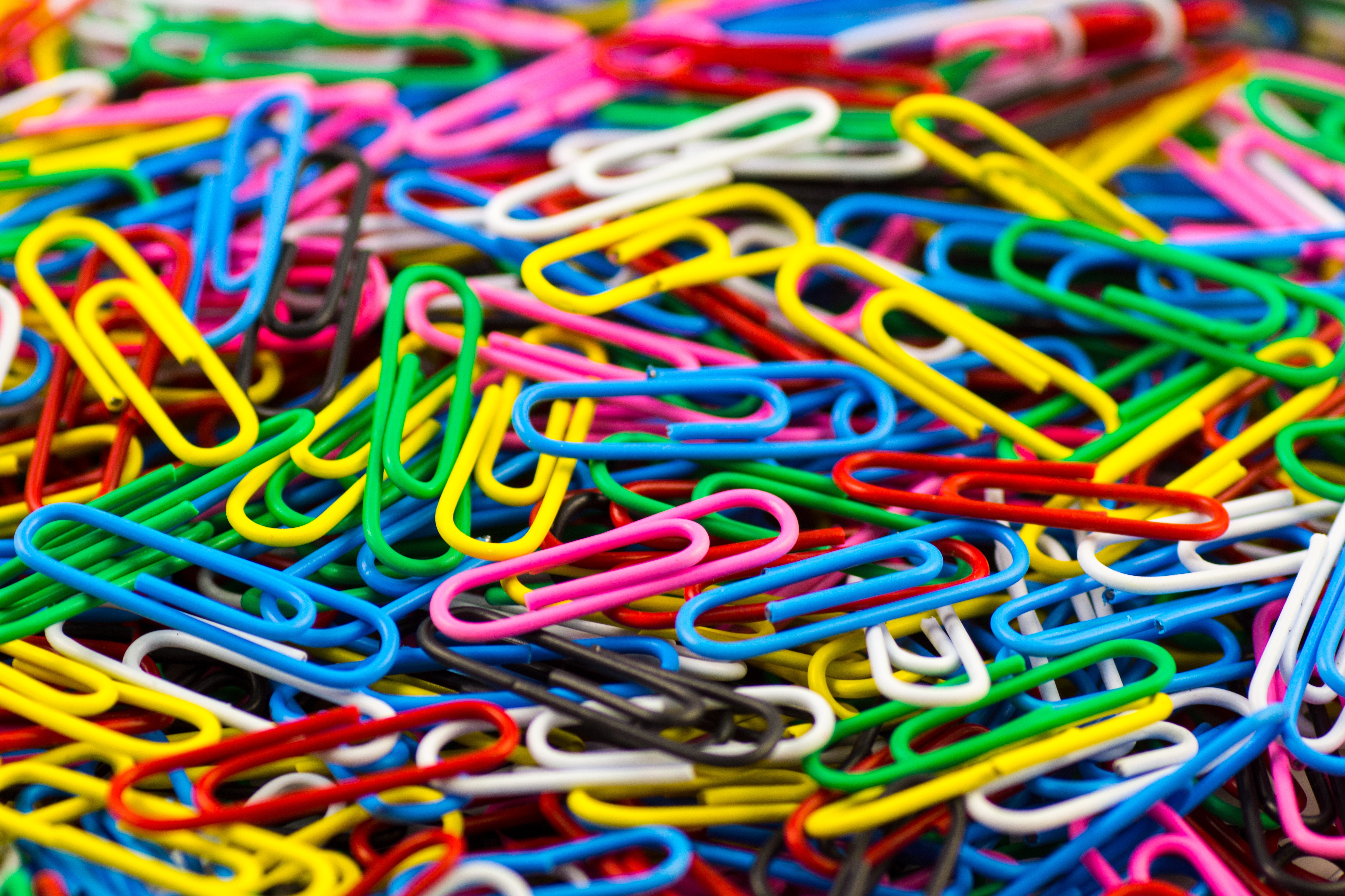 miscellanea, miscellaneous, multicolored, paper clips, paper clip, fixation