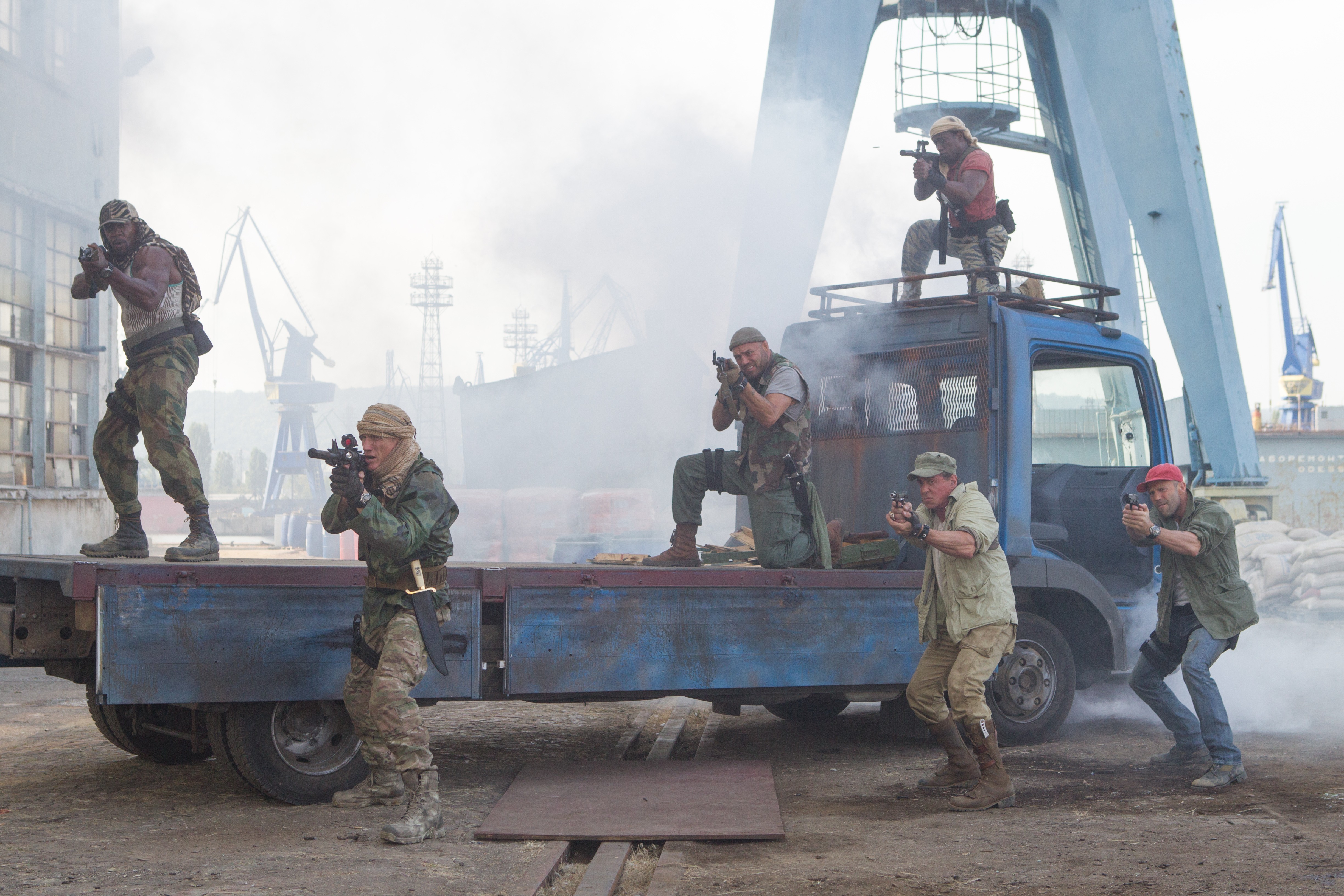movie, the expendables 3, barney ross, doc (the expendables), dolph lundgren, gunnar jensen, hale caesar, jason statham, lee christmas, randy couture, sylvester stallone, terry crews, toll road, wesley snipes, the expendables Free Stock Photo