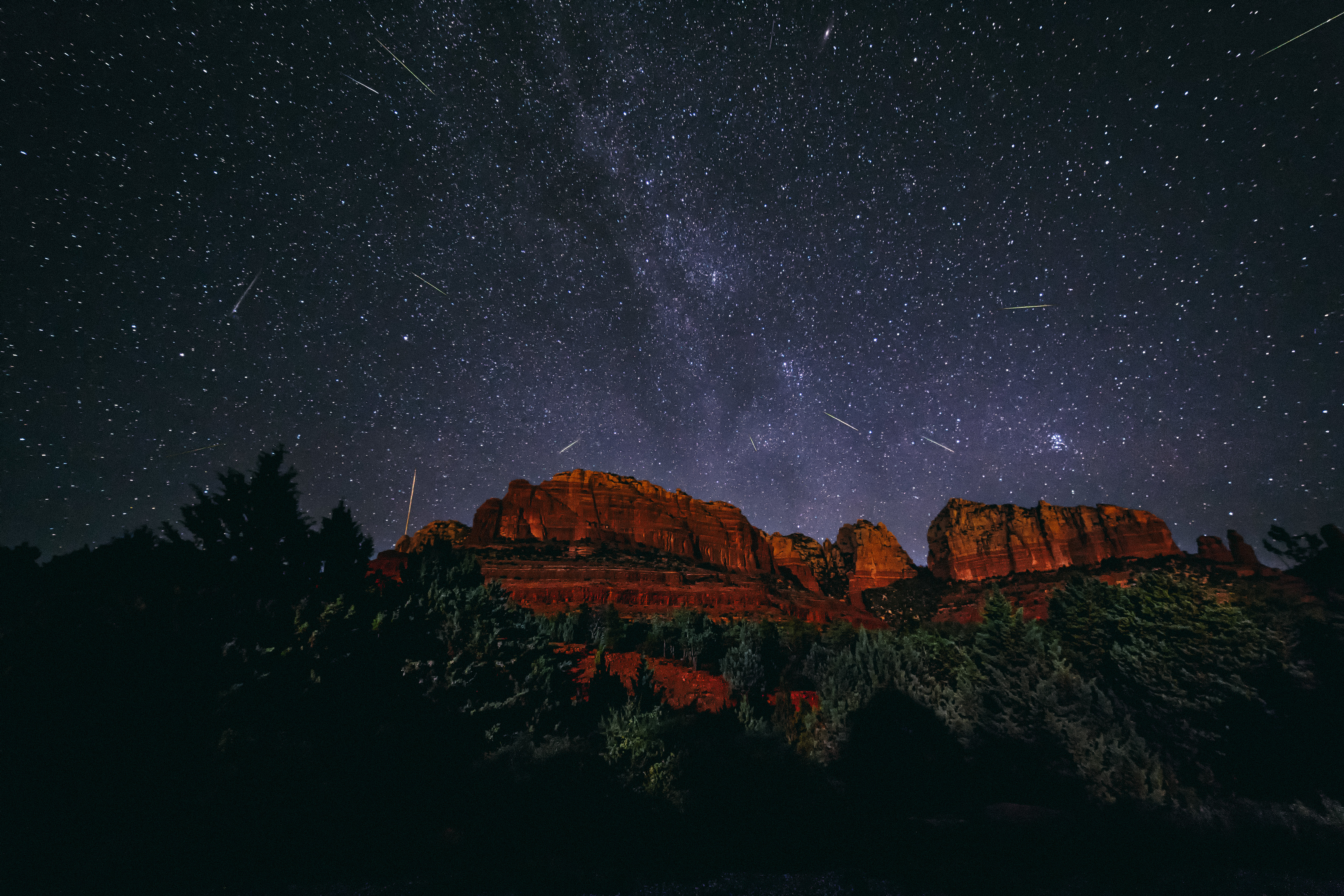 earth, meteor, meteor shower, mountain, nature, night, stars for android