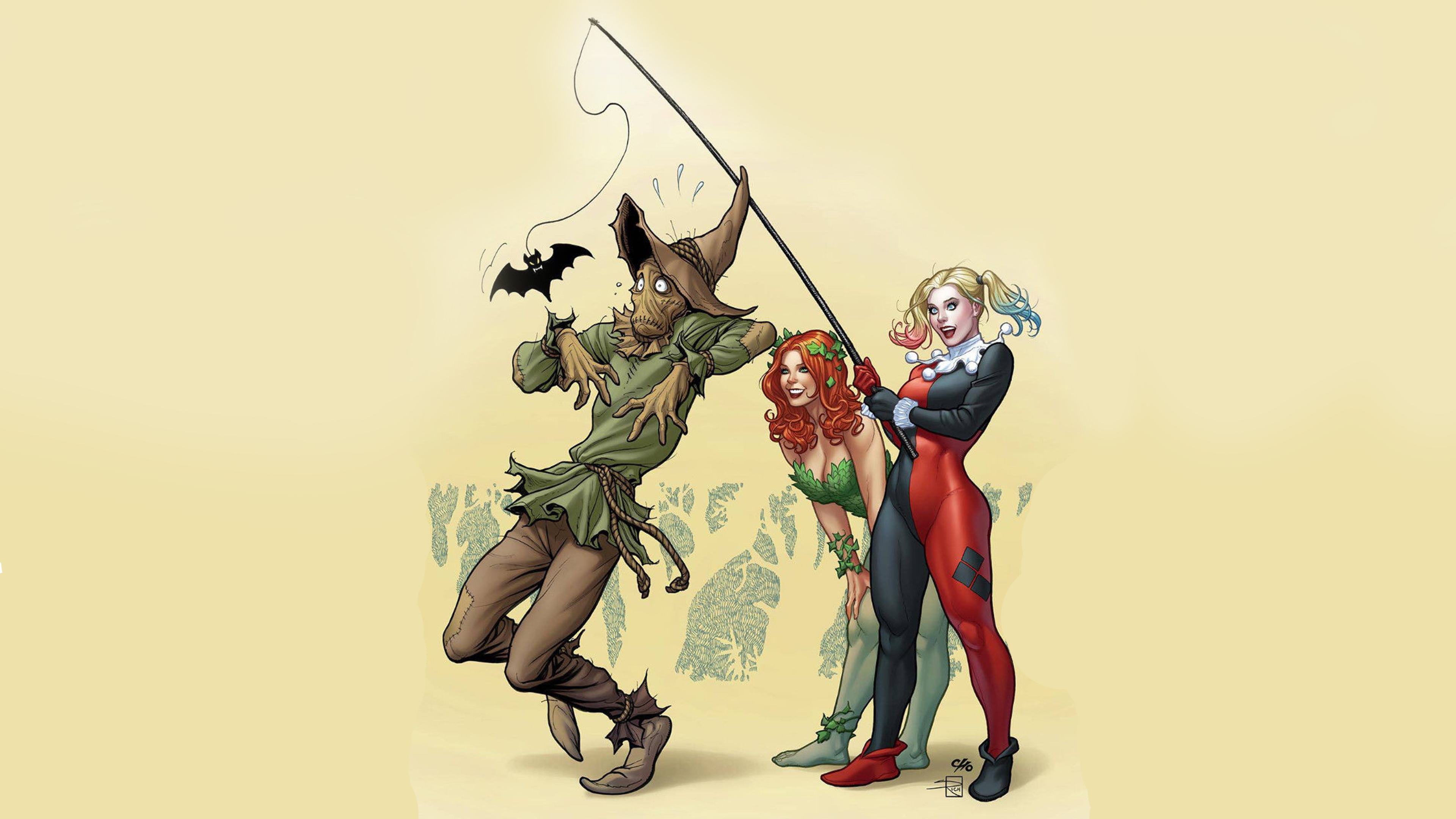 Download mobile wallpaper Comics, Harley Quinn, Dc Comics, Poison Ivy, Scarecrow (Batman) for free.