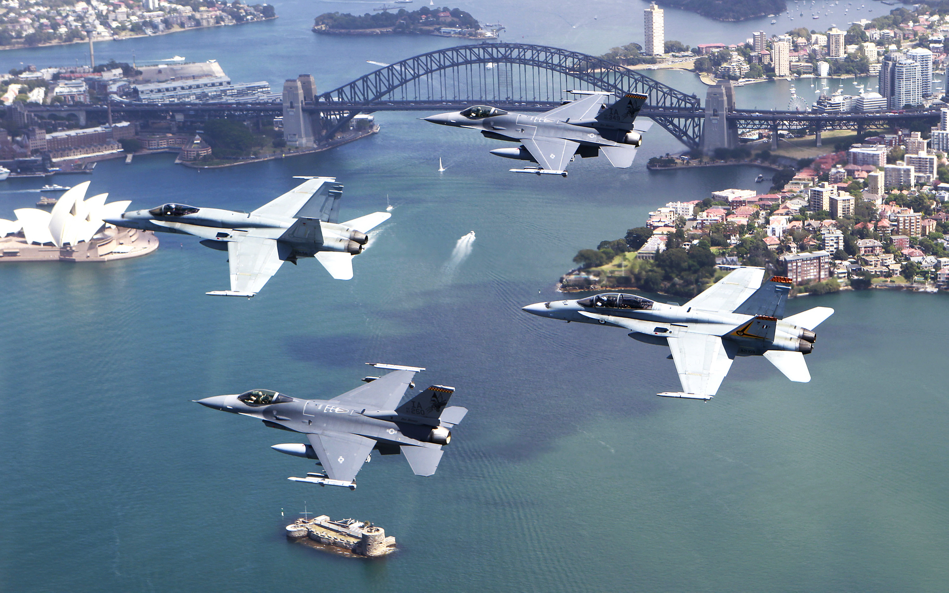 military, jet fighter, australia, sydney harbour bridge