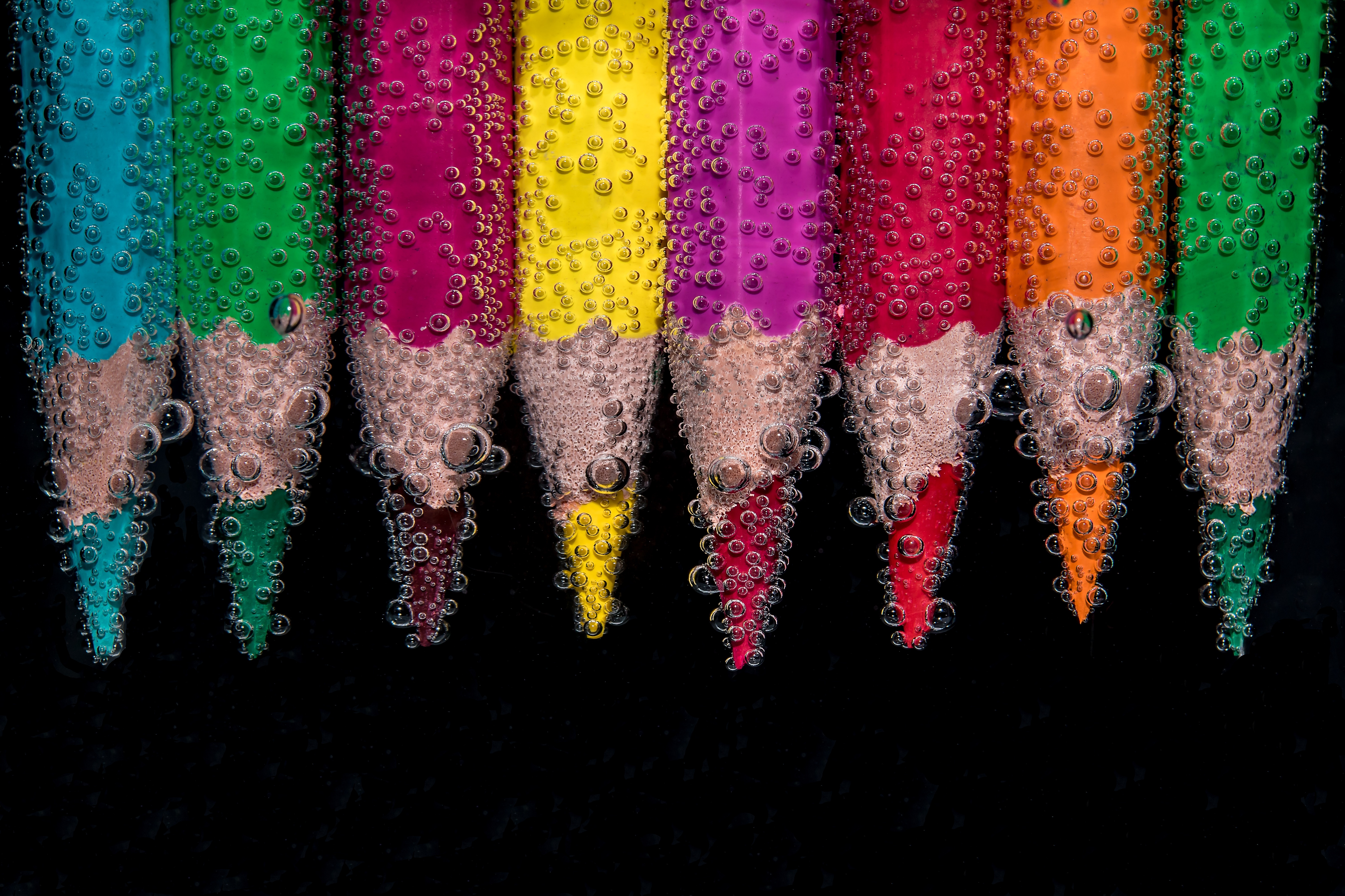 Free HD bubbles, macro, close up, colored pencils, colour pencils