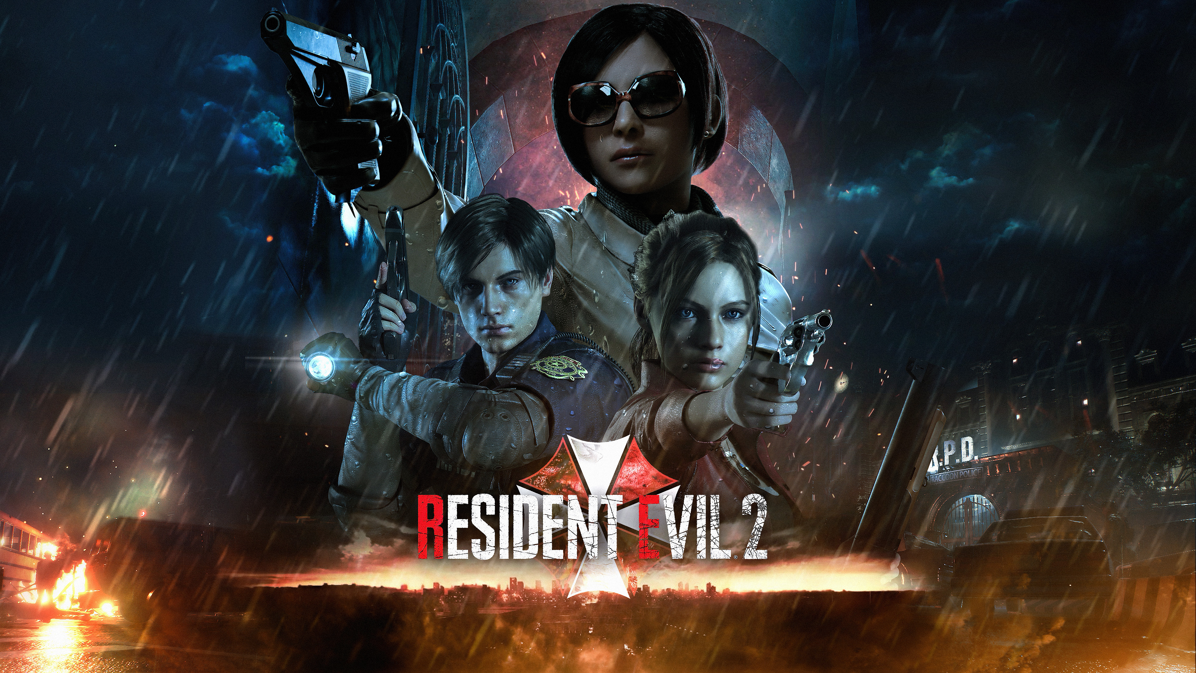 video game, resident evil 2 (2019), ada wong, claire redfield, leon s kennedy, resident evil