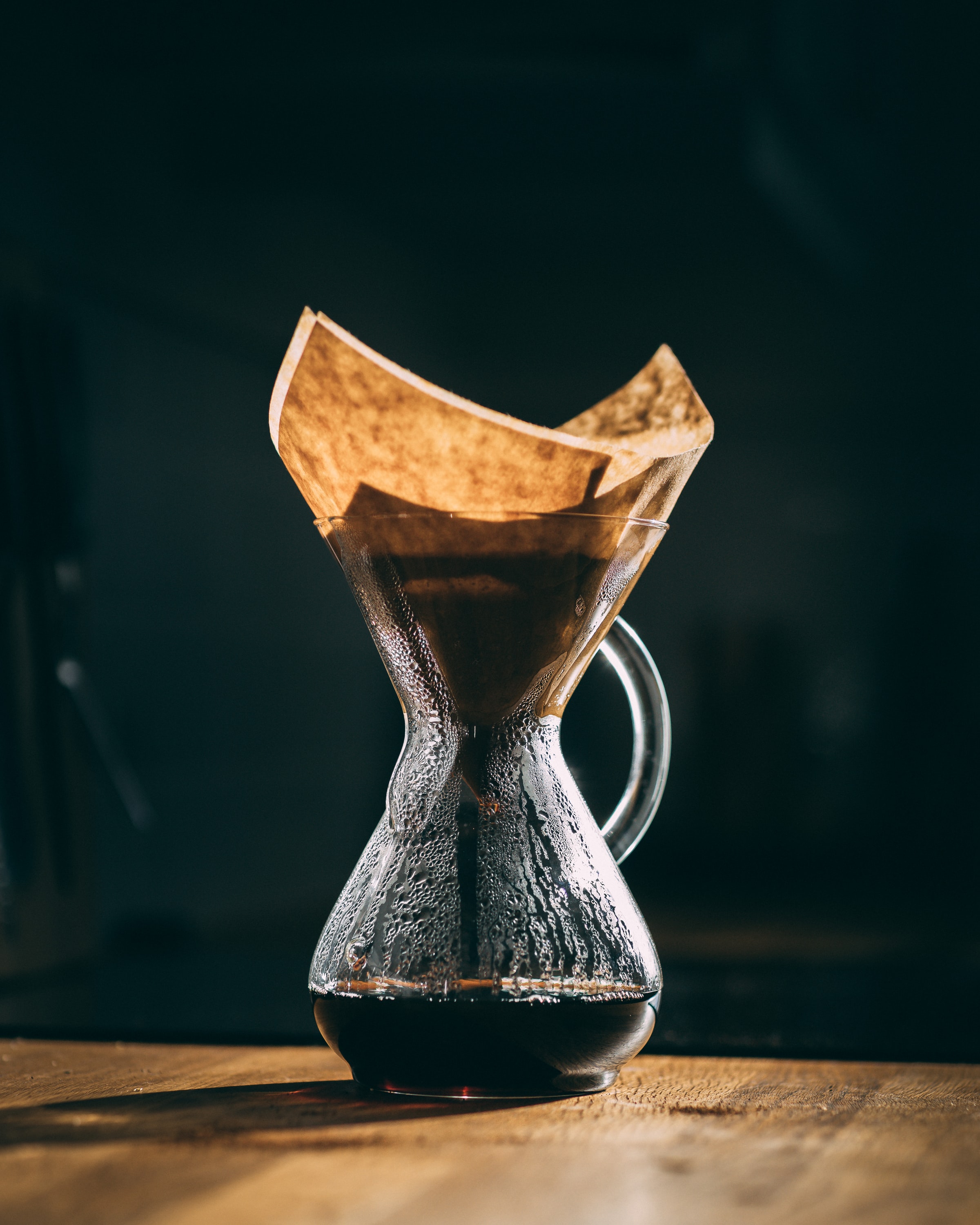 Download mobile wallpaper Chemex, Kemex, Miscellaneous, Coffee, Surface, Miscellanea, Beverage, Glass, Drink for free.