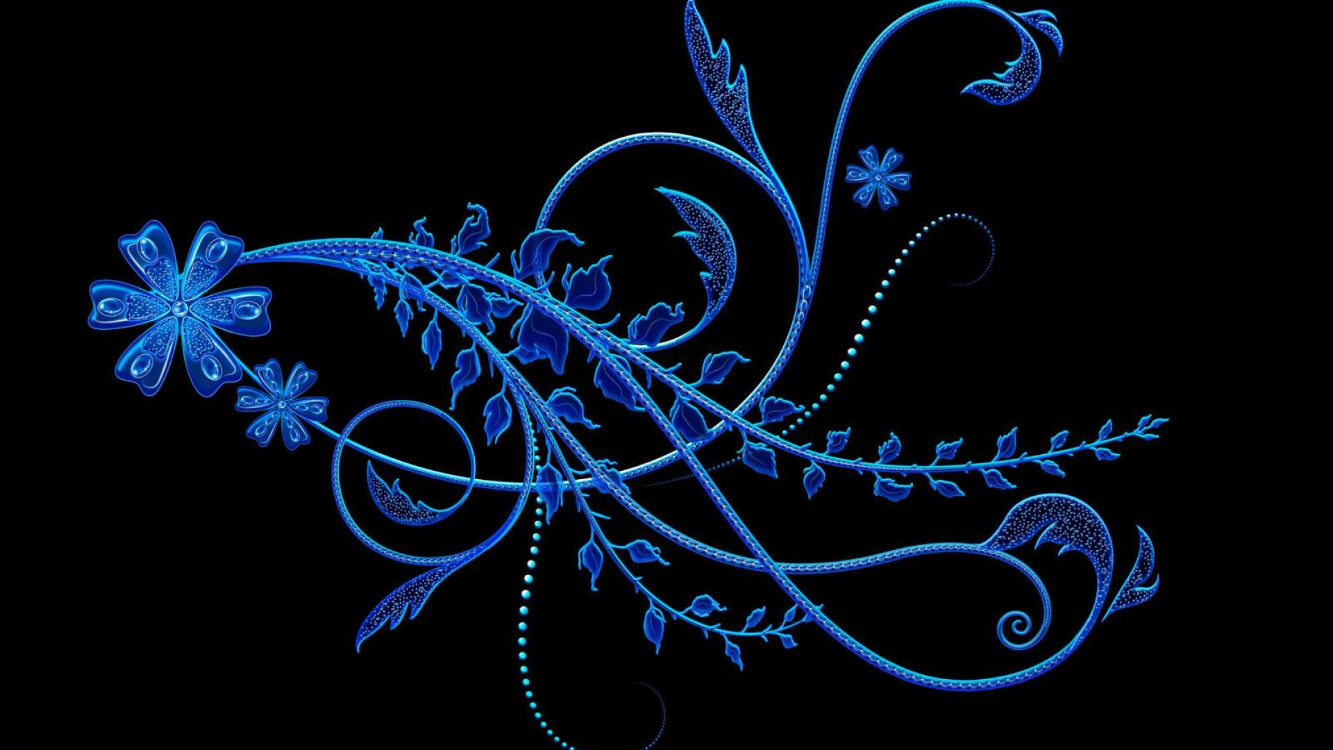 abstract, design, blue, flower, mystical Desktop home screen Wallpaper