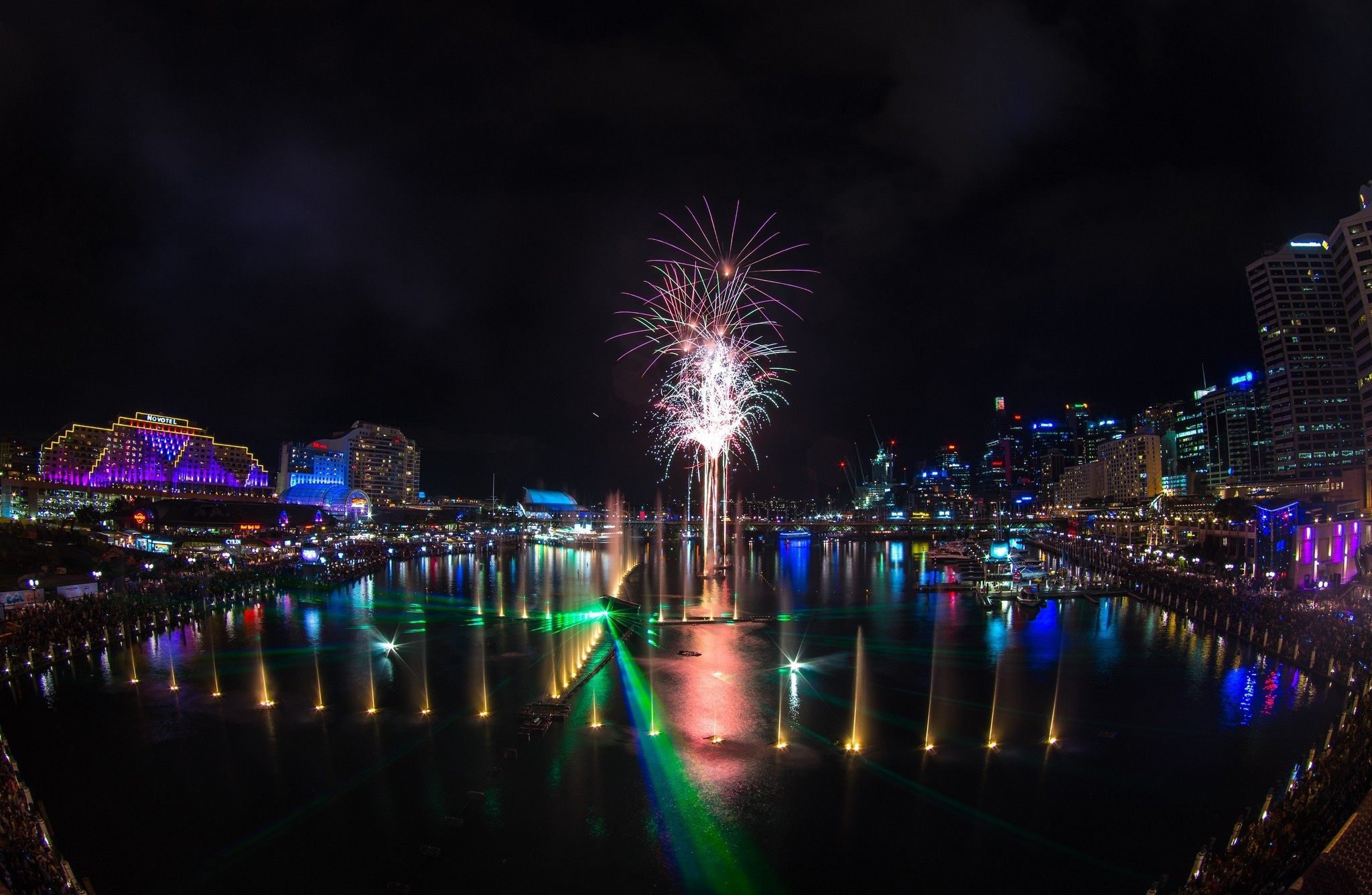 man made, darling harbour, australia, fireworks, fountain, sydney cellphone