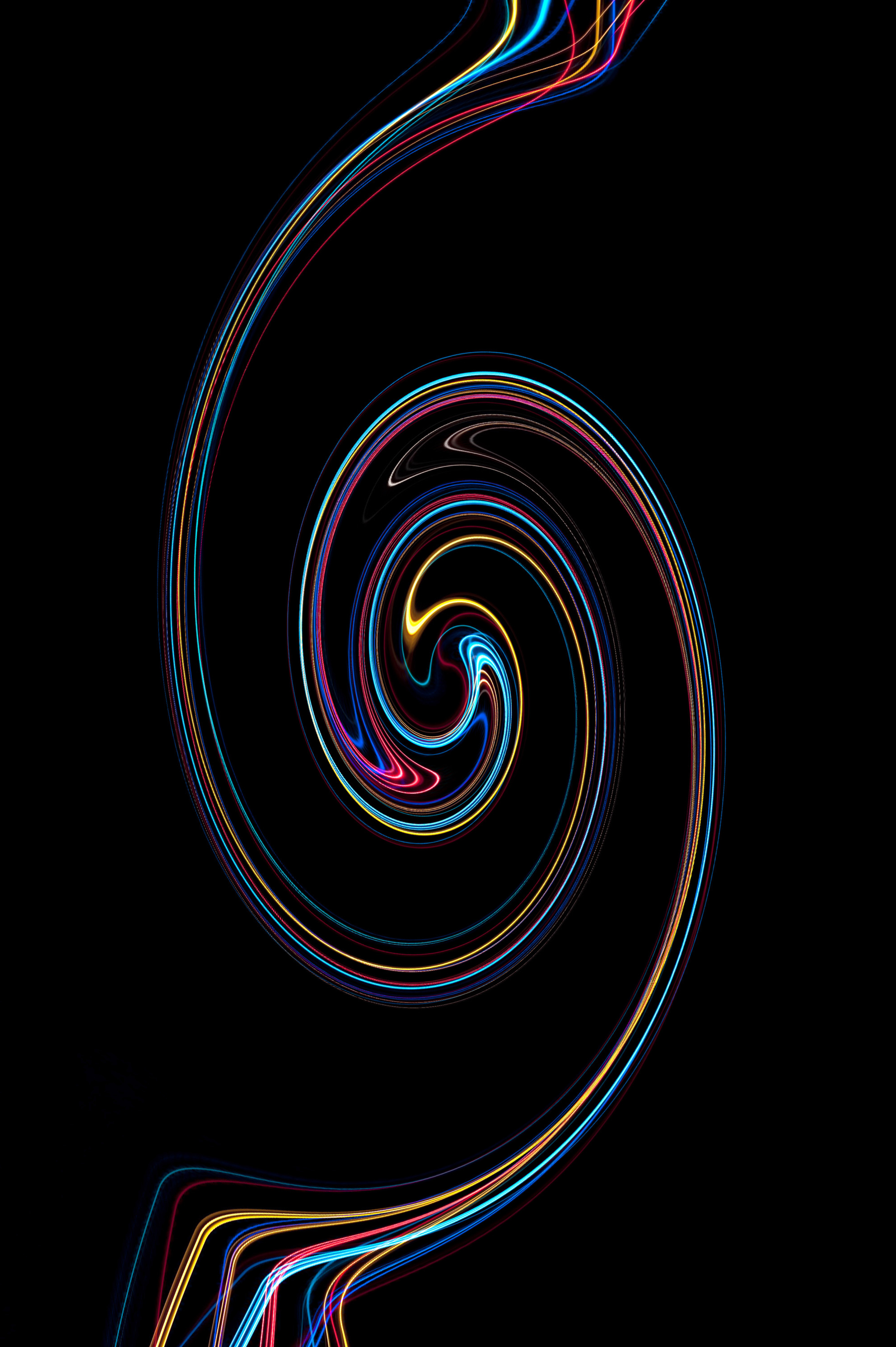 spiral, abstract, lines, multicolored, motley, swirling, involute QHD