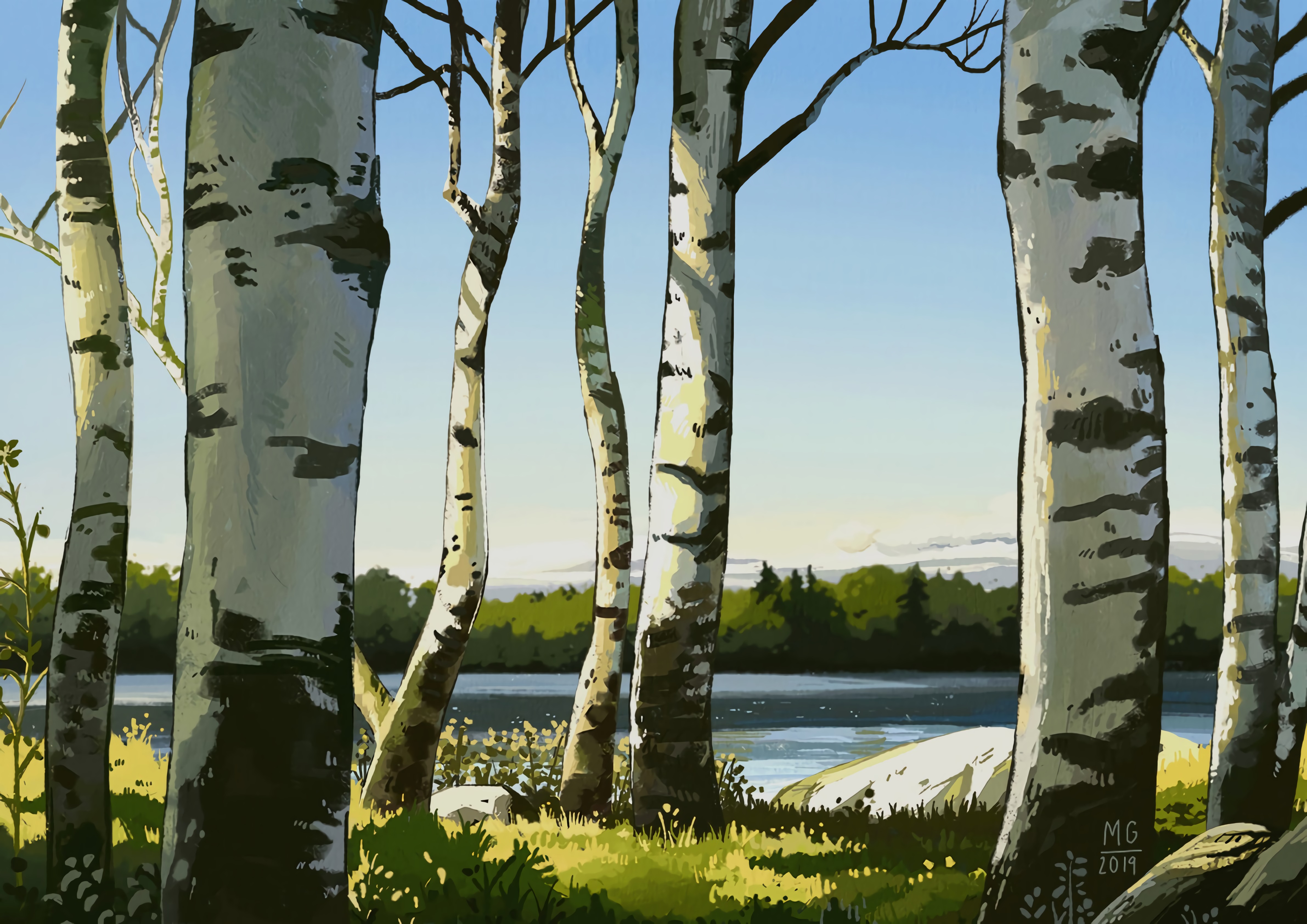 Laden Sie das Bäume, Kunst, Birken-Bild kostenlos auf Ihren PC-Desktop herunter