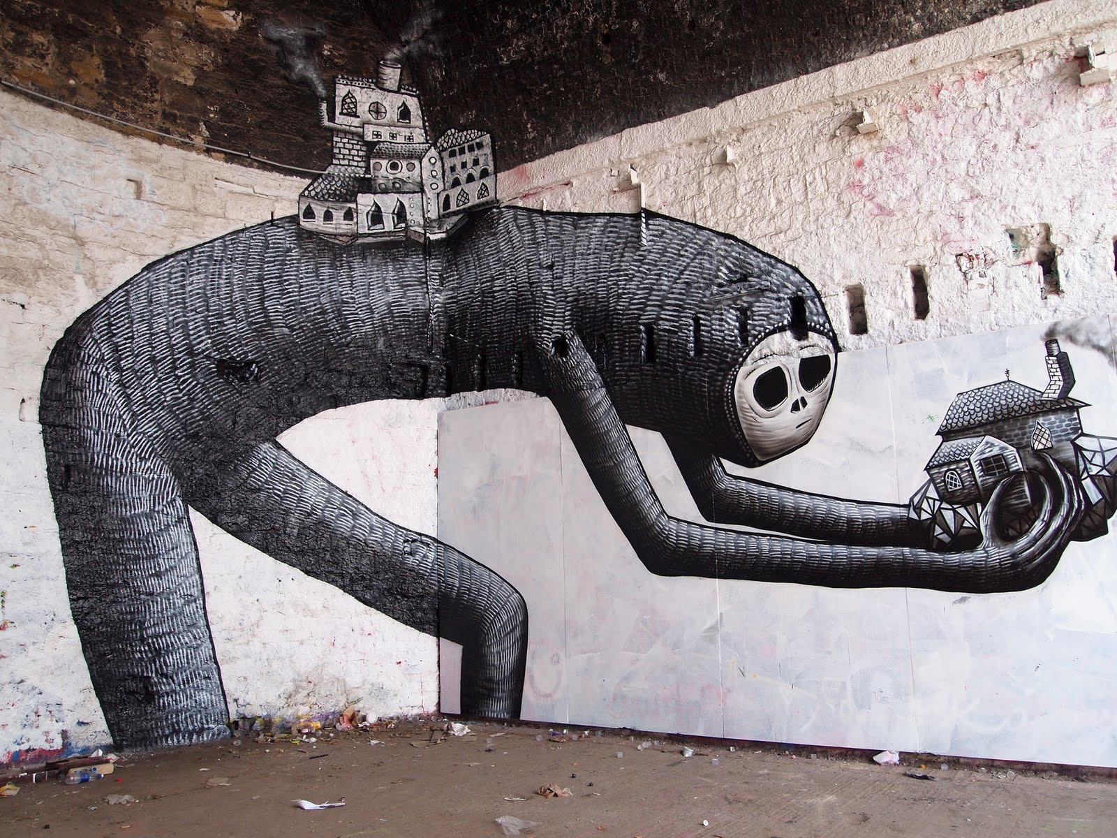 artistic, graffiti, creature, creepy, psychedelic, trippy, urban art, urban HD wallpaper